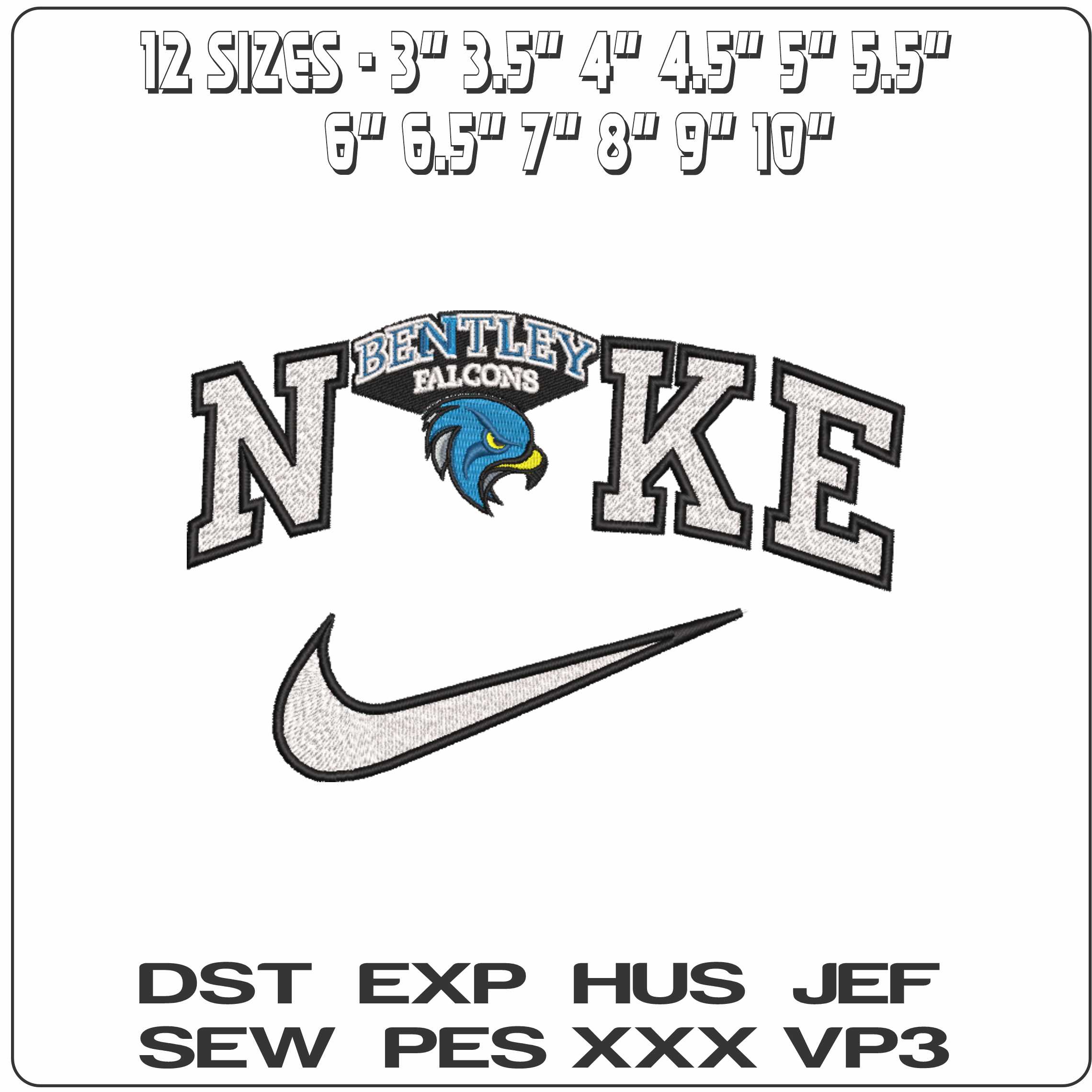 Nike Bentley Falcons Alternate Bentley University   - Elegant embroidery design file-instant download — view 3