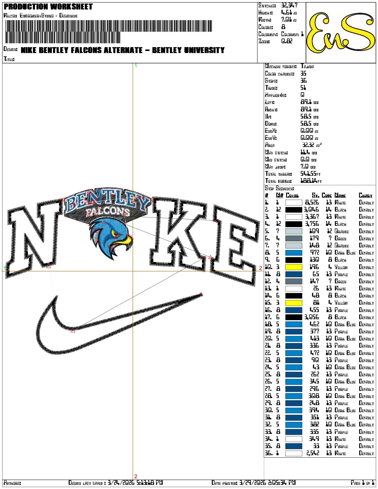 Nike Bentley Falcons Alternate Bentley University   - Elegant embroidery design file-instant download — view 2