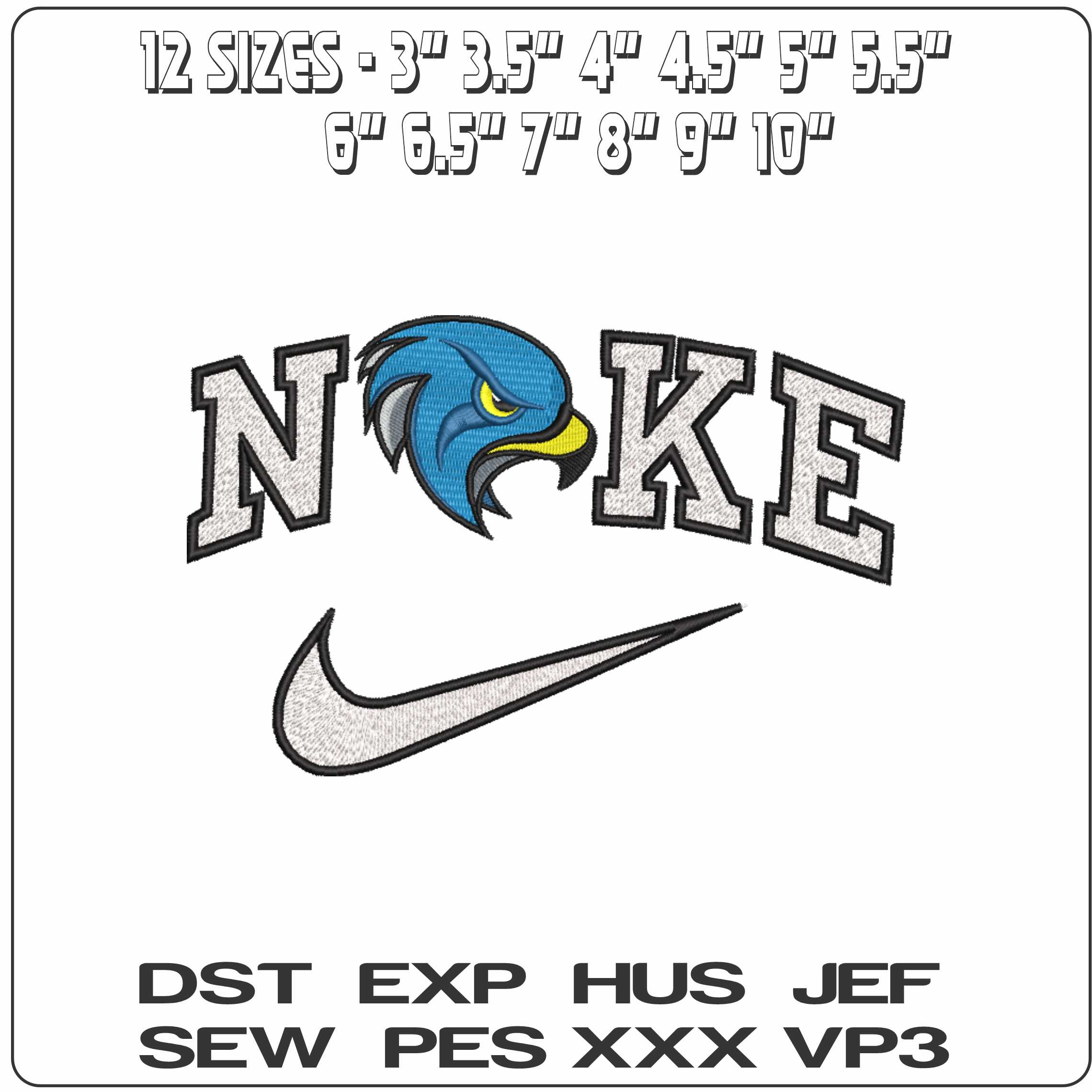 Nike Bentley Falcons Head Alternate Bentley University   - Elegant embroidery design file-instant download — view 2