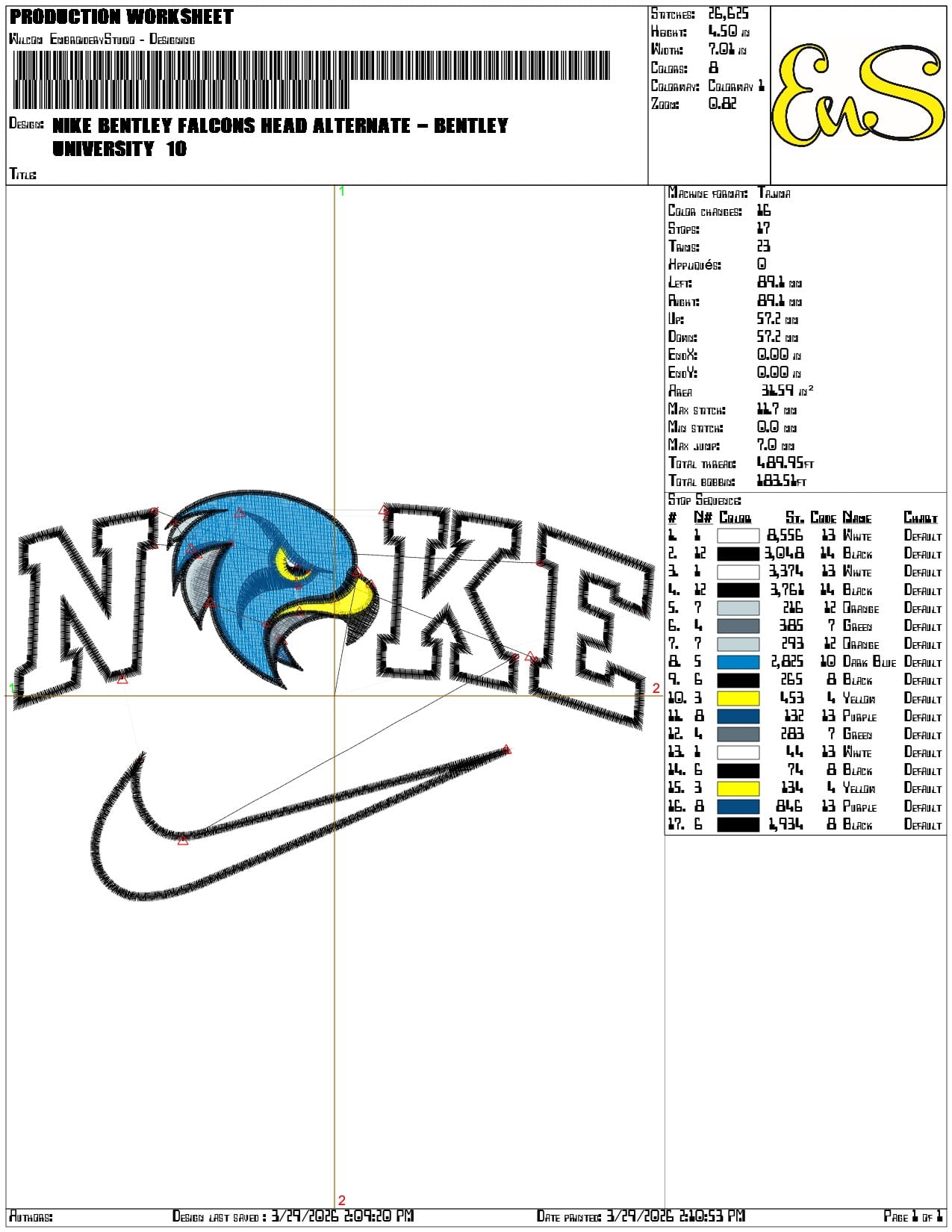 Nike Bentley Falcons Head Alternate Bentley University   - Elegant embroidery design file-instant download — view 3