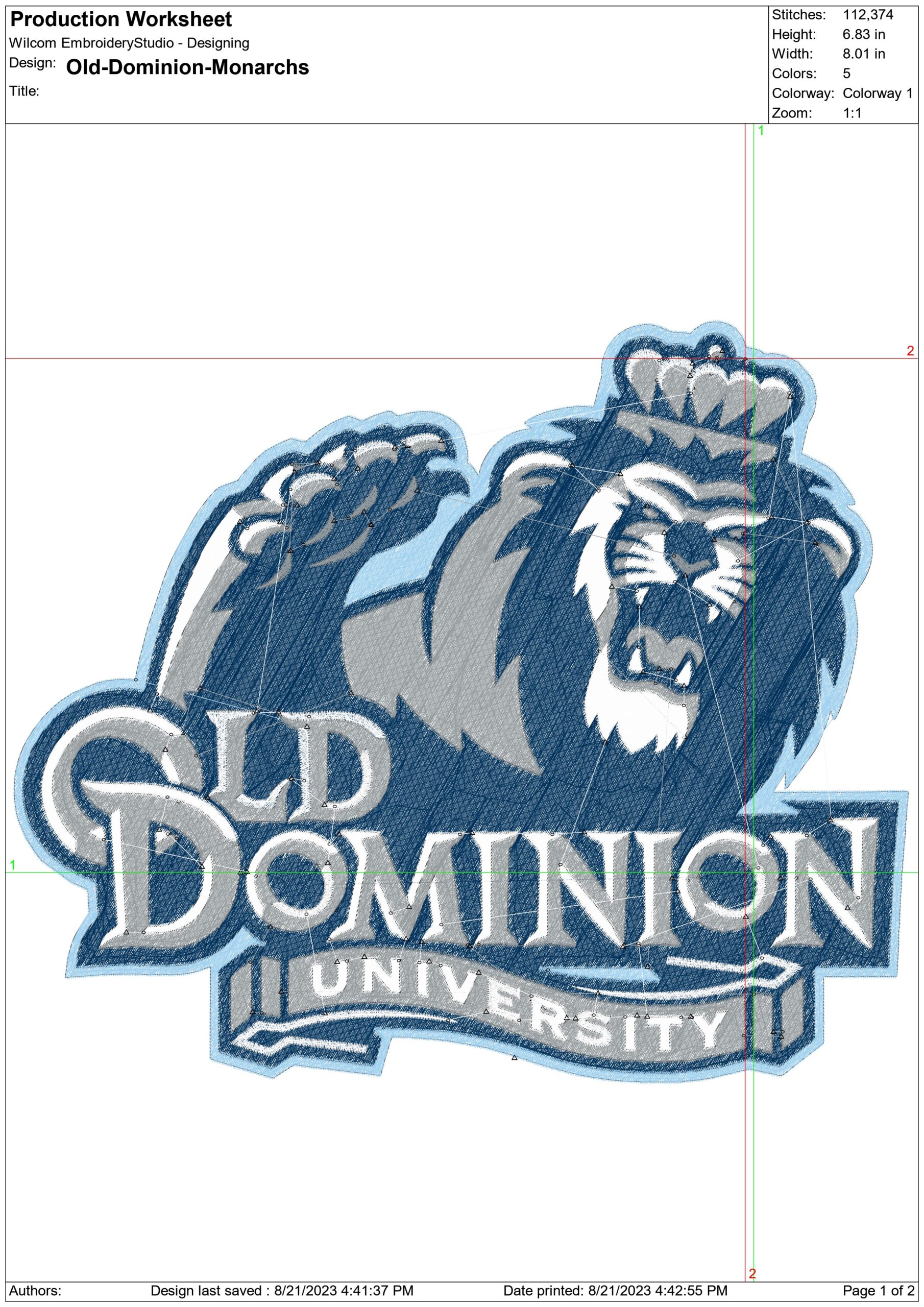 Olde Dominion Monarchs embroidery design -Old Dominion Monarchs University, men's basketball embroidery machine pattern embroidery file - instant download — view 2