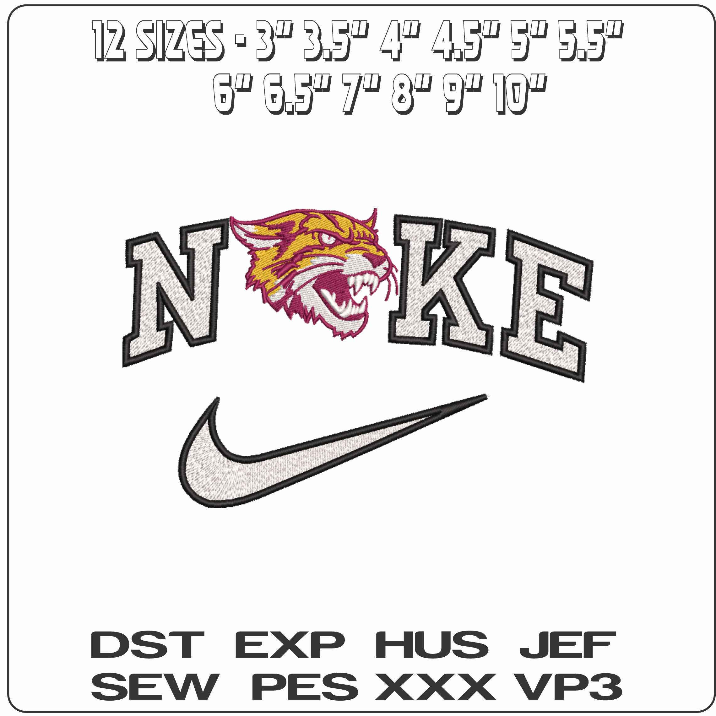 Nike Bethune Cookman Wildcats Secondary University   - Elegant embroidery design file-instant download — view 2