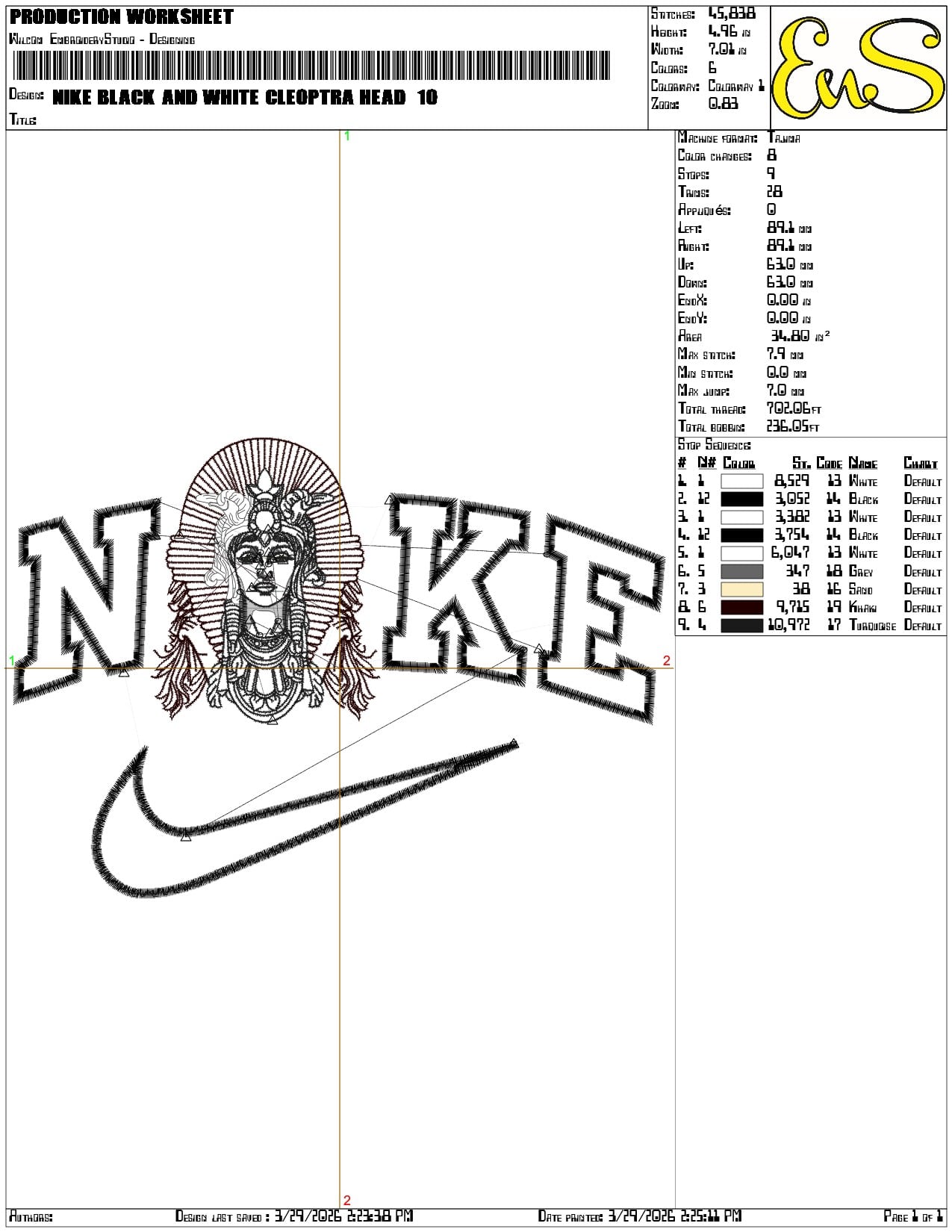 Nike Black and White Cleoptra Head   - Elegant embroidery design file-instant download — view 3