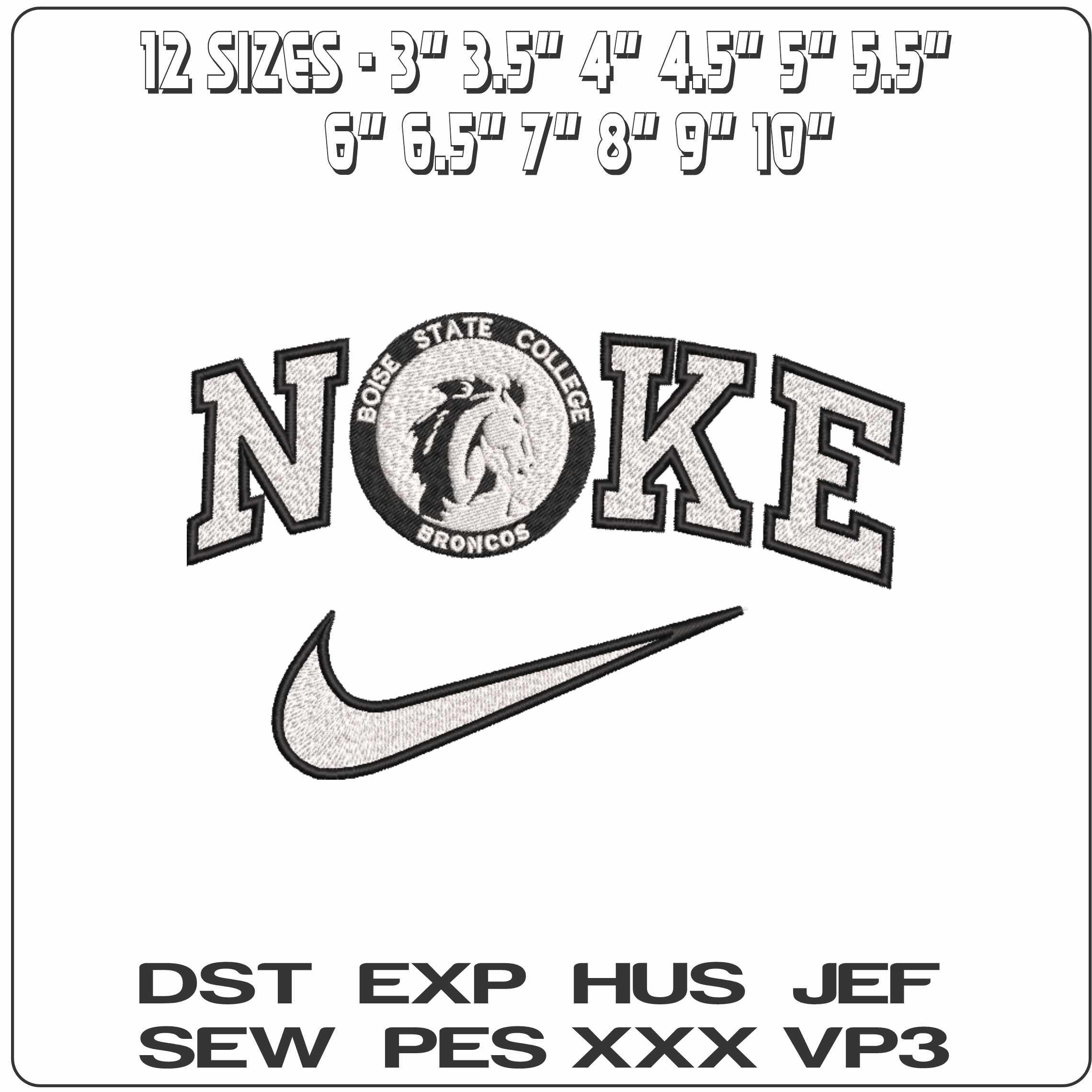Nike Boise State Broncos 1957 to 1969  University   - Elegant embroidery design file-instant download — view 2