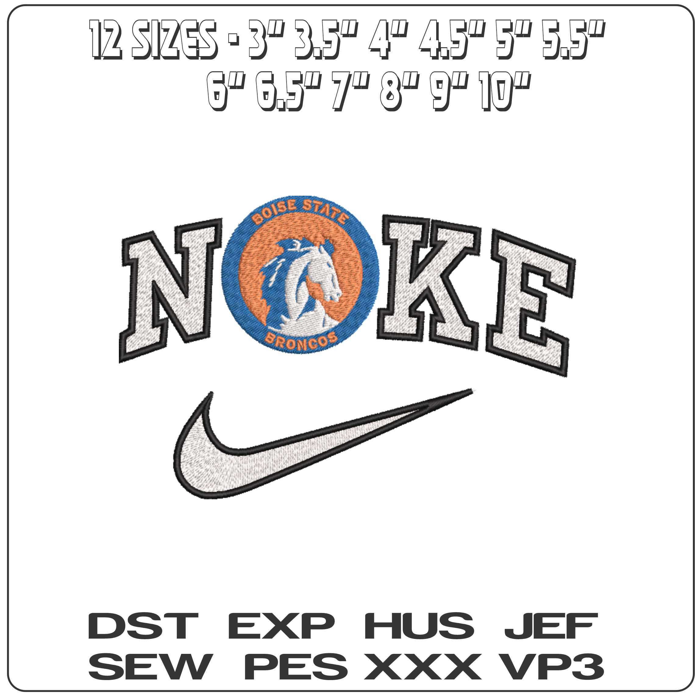 Nike Boise State Broncos 1969 to 1974  University   - Elegant embroidery design file-instant download — view 2