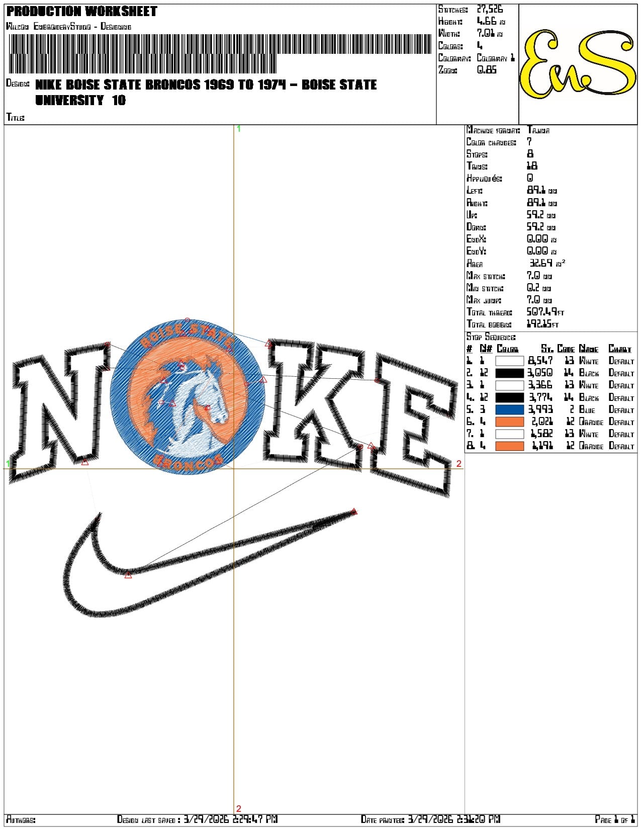Nike Boise State Broncos 1969 to 1974  University   - Elegant embroidery design file-instant download — view 3