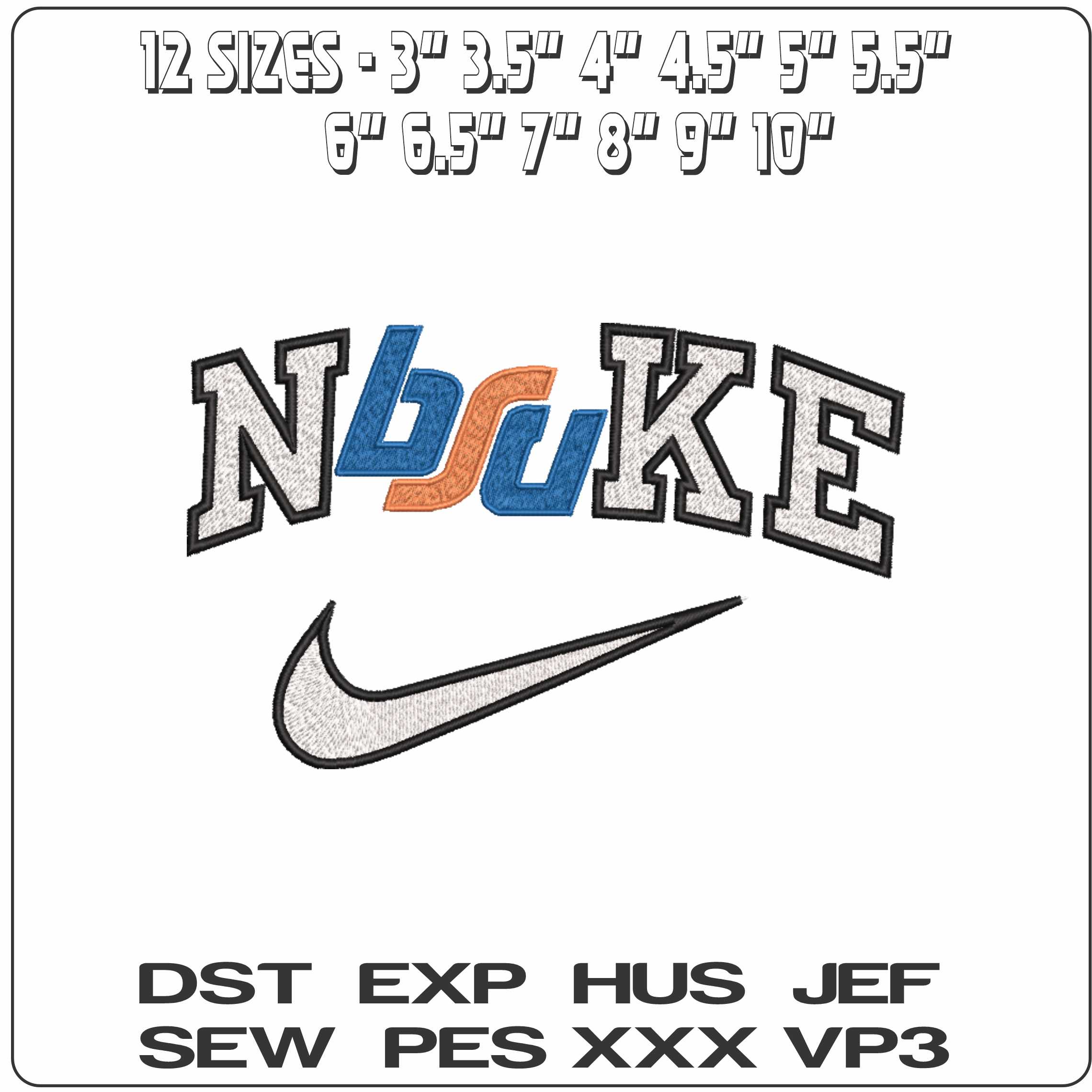 Nike Boise State Broncos 1974 1983  University   - Elegant embroidery design file-instant download — view 2