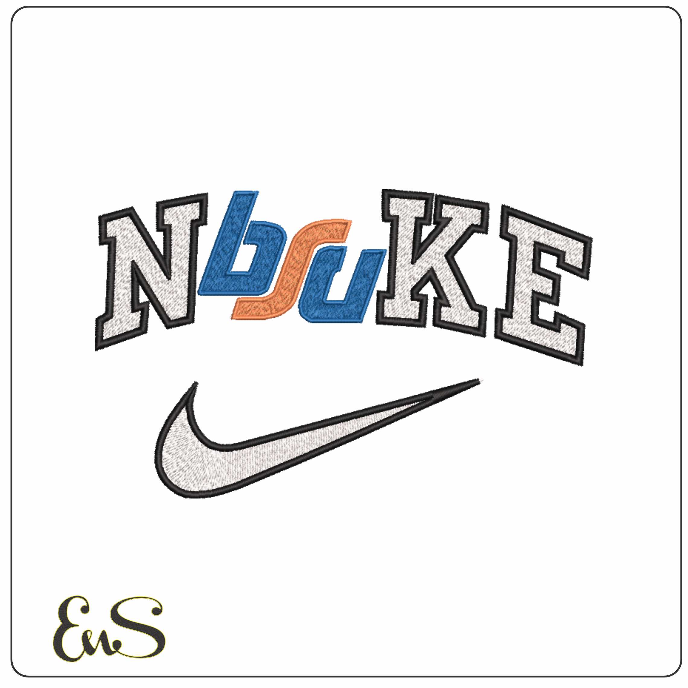 Nike Boise State Broncos 1974 1983  University   - Elegant embroidery design file-instant download