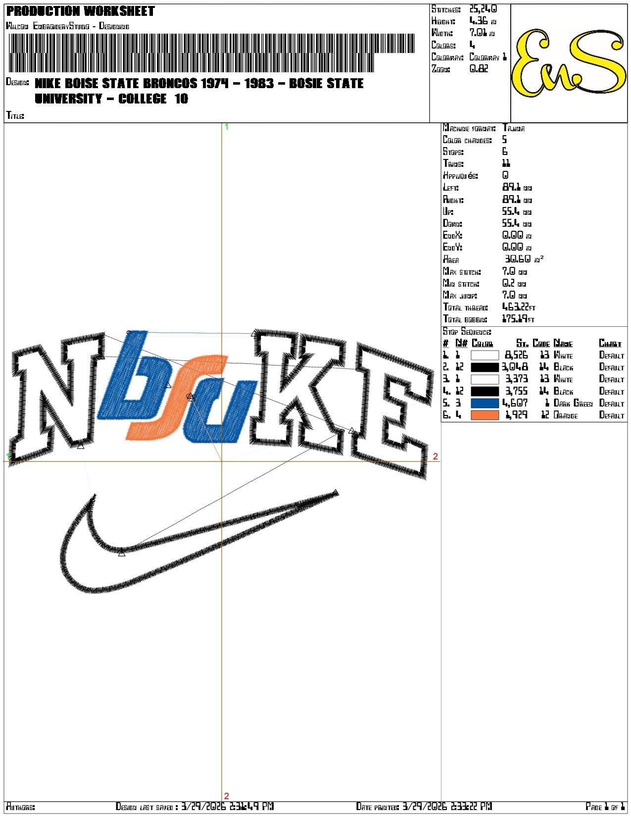 Nike Boise State Broncos 1974 1983  University   - Elegant embroidery design file-instant download — view 3