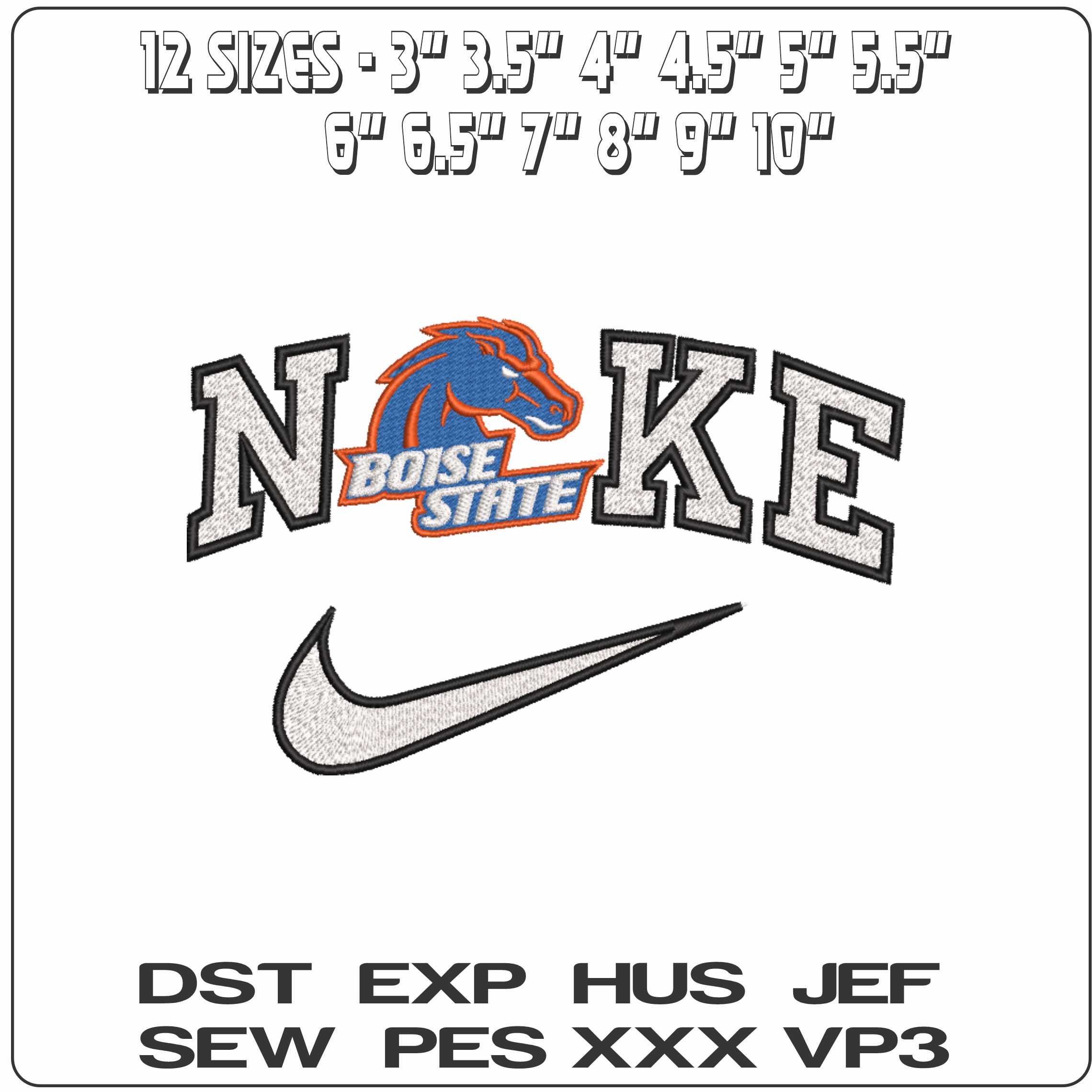 Nike Boise State Broncos 2002 2013  University   - Elegant embroidery design file-instant download — view 2