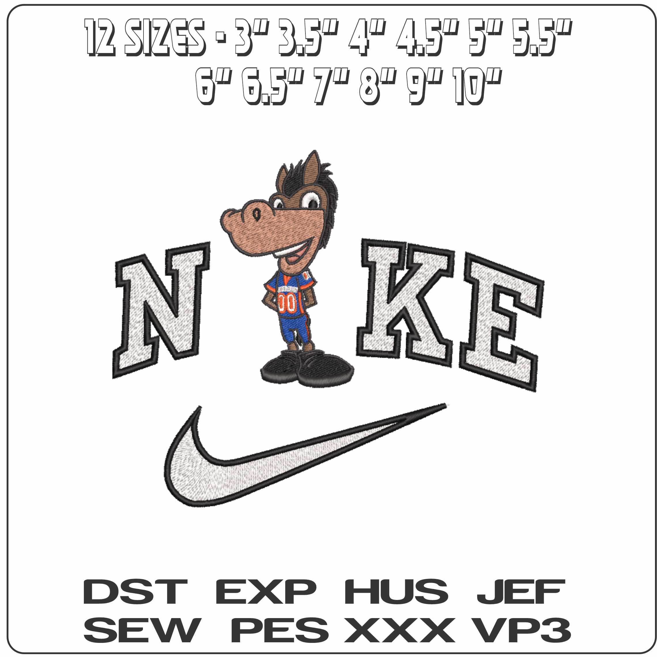 Nike Boise State Broncos Mascot Boise State University   - Elegant embroidery design file-instant download — view 2