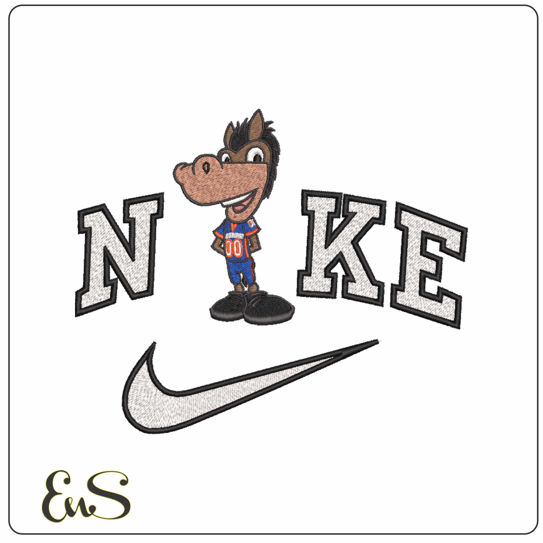 Nike Boise State Broncos Mascot Boise State University   - Elegant embroidery design file-instant download
