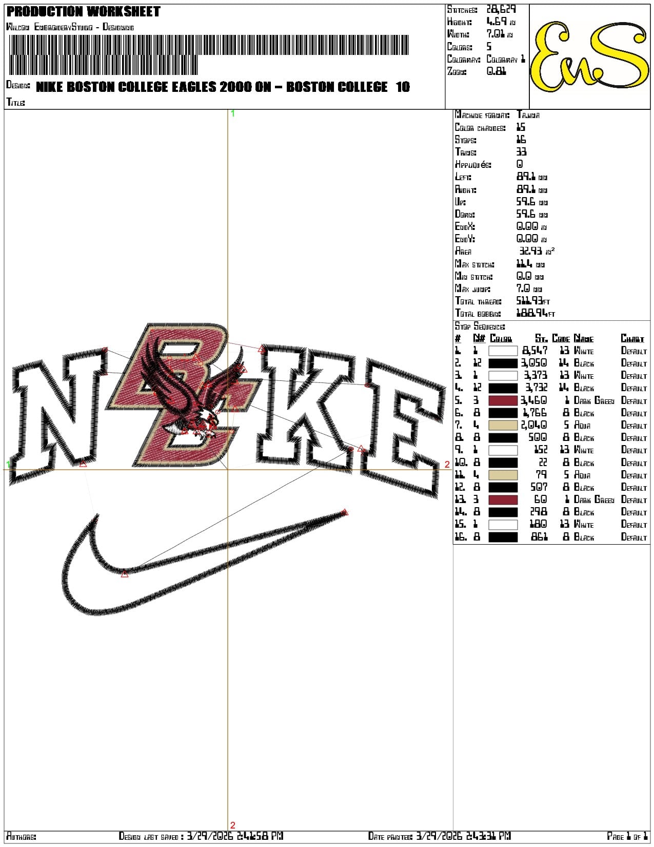 Nike Boston College Eagles 2000 on Boston College   - Elegant embroidery design file-instant download — view 3