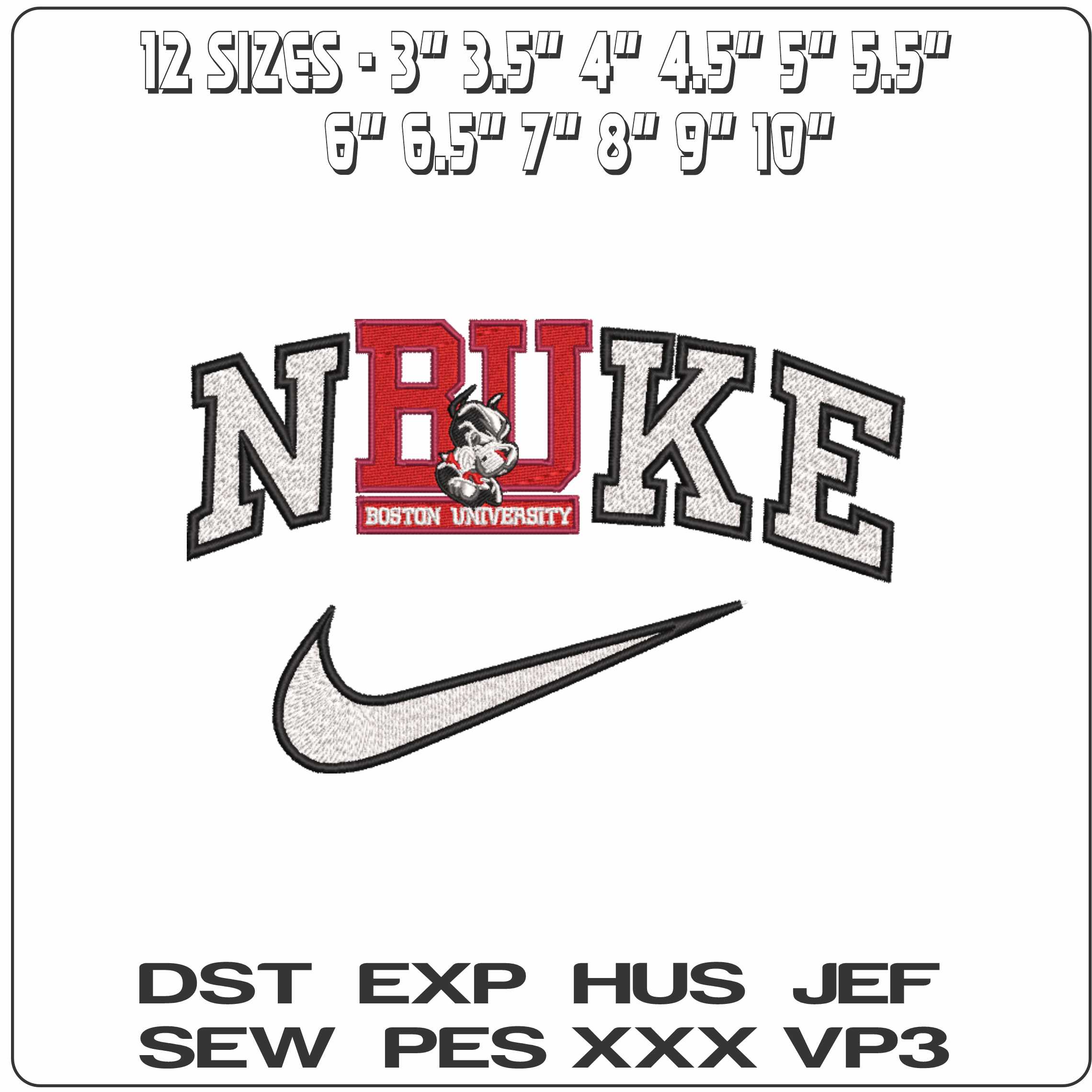 Nike Boston University Terriers 2005 on Boston University   - Elegant embroidery design file-instant download — view 2