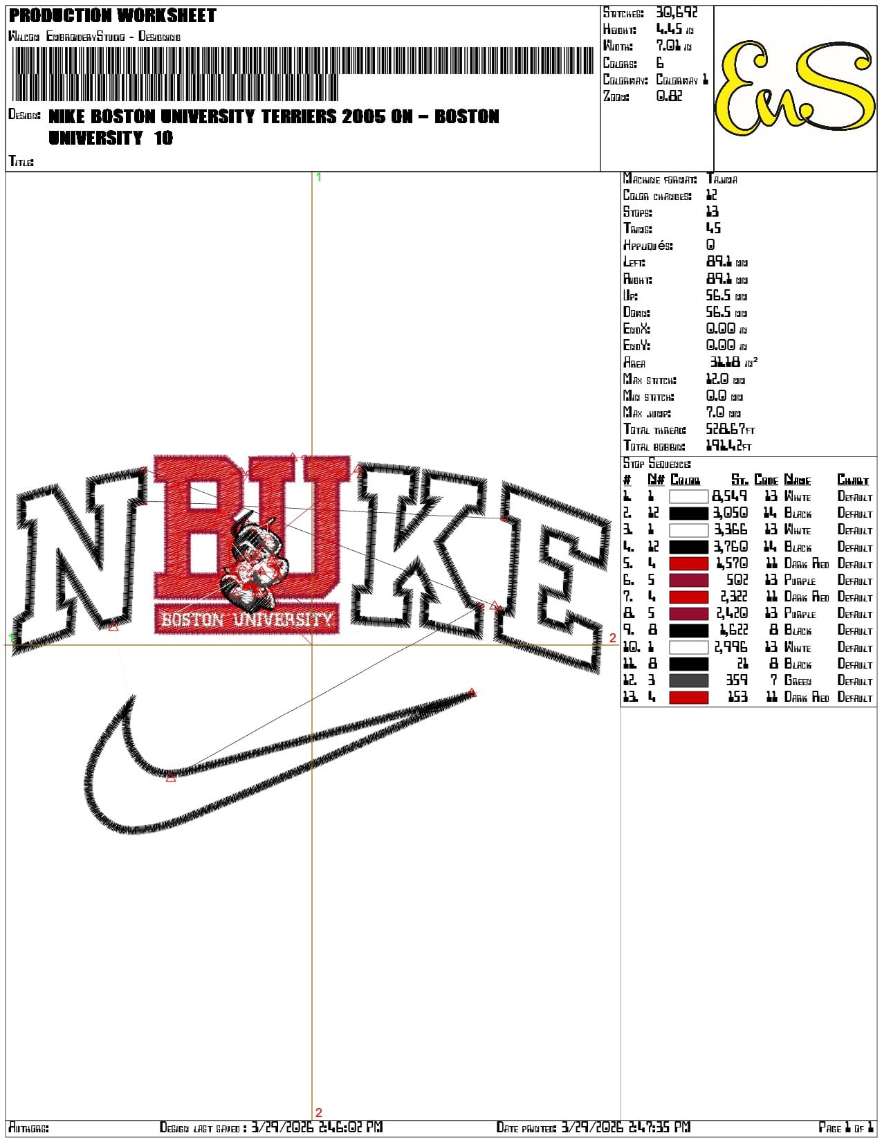 Nike Boston University Terriers 2005 on Boston University   - Elegant embroidery design file-instant download — view 3