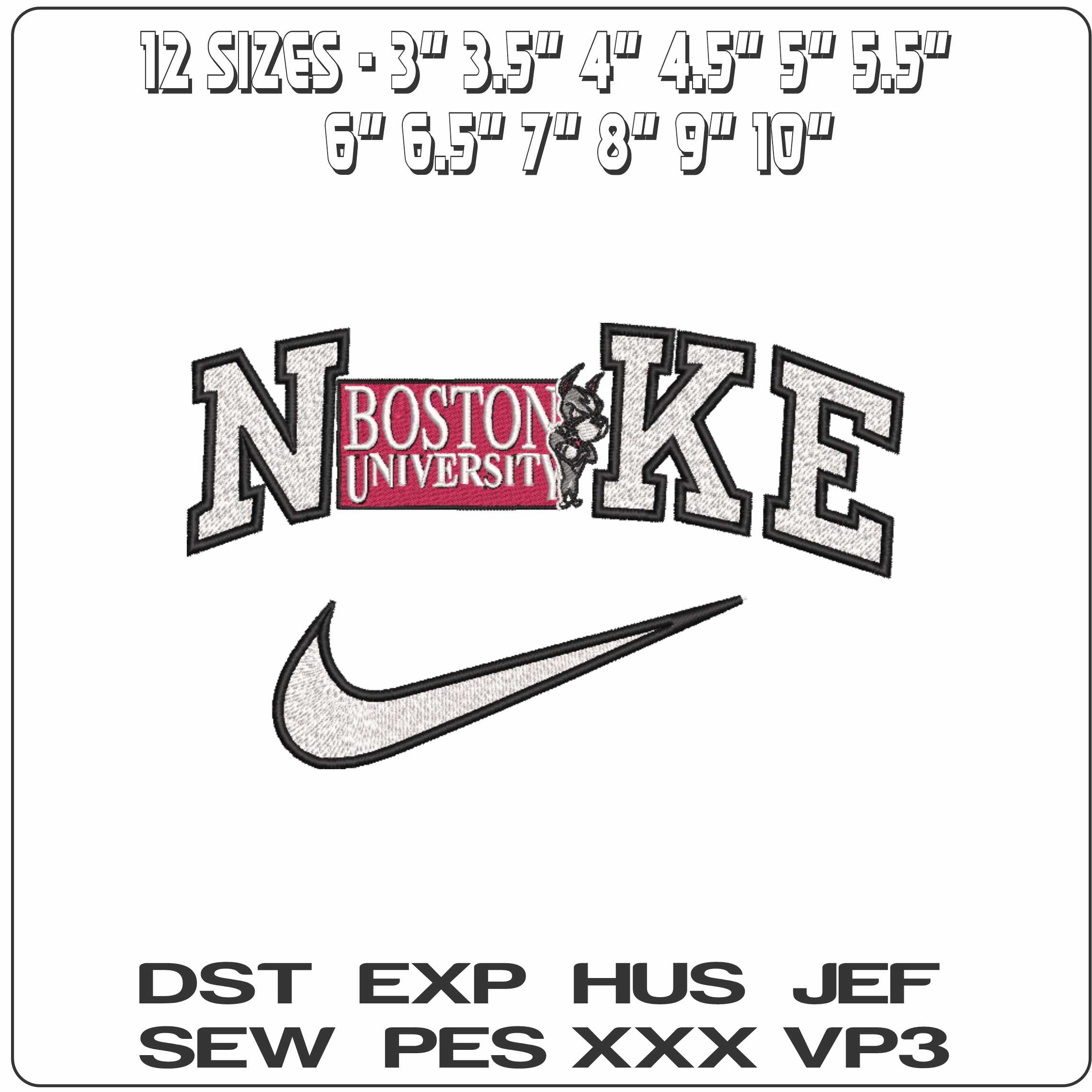 Nike Boston University Terriers Alternate Boston University   - Elegant embroidery design file-instant download — view 2