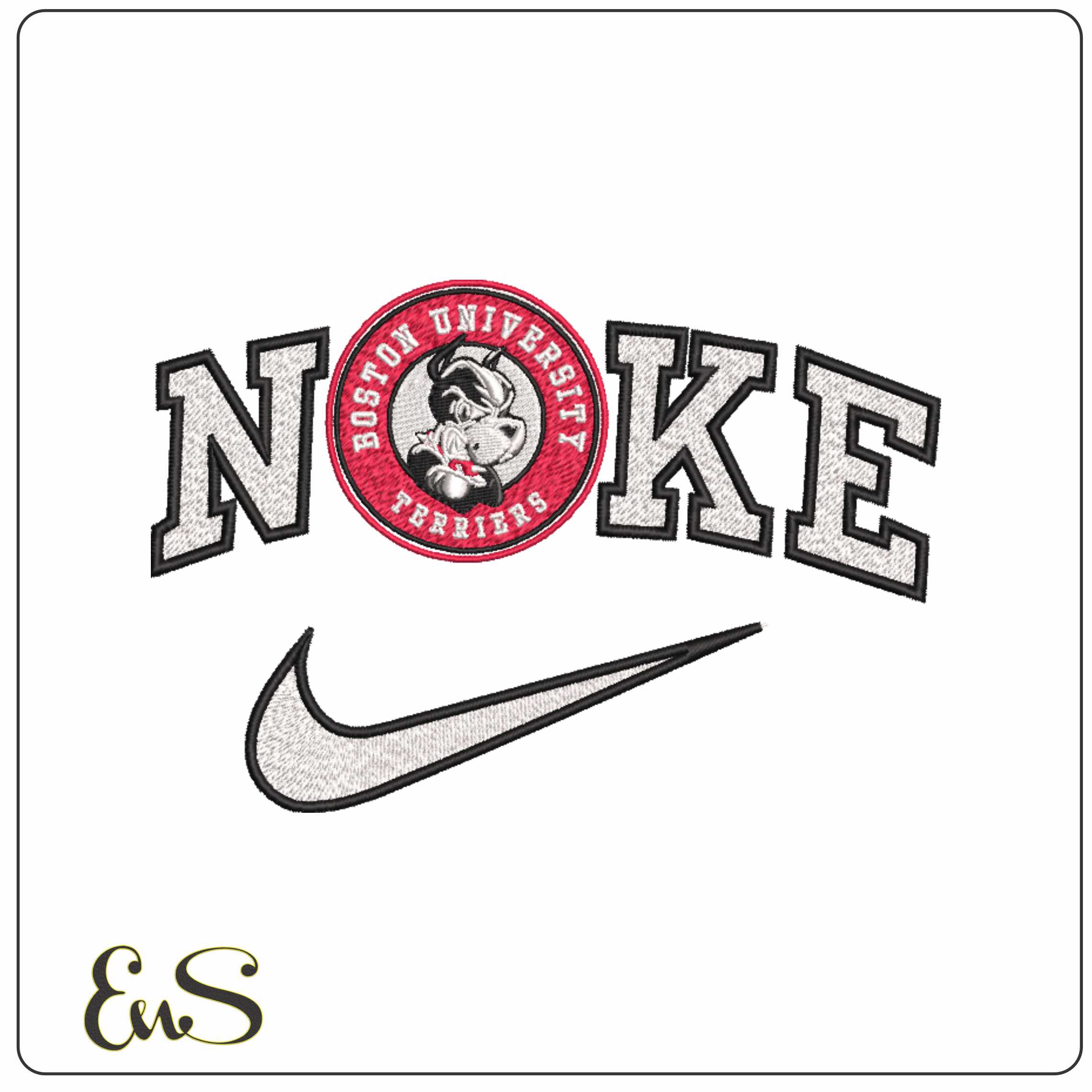 Nike Boston University Terriers Emblem Boston University   - Elegant embroidery design file-instant download
