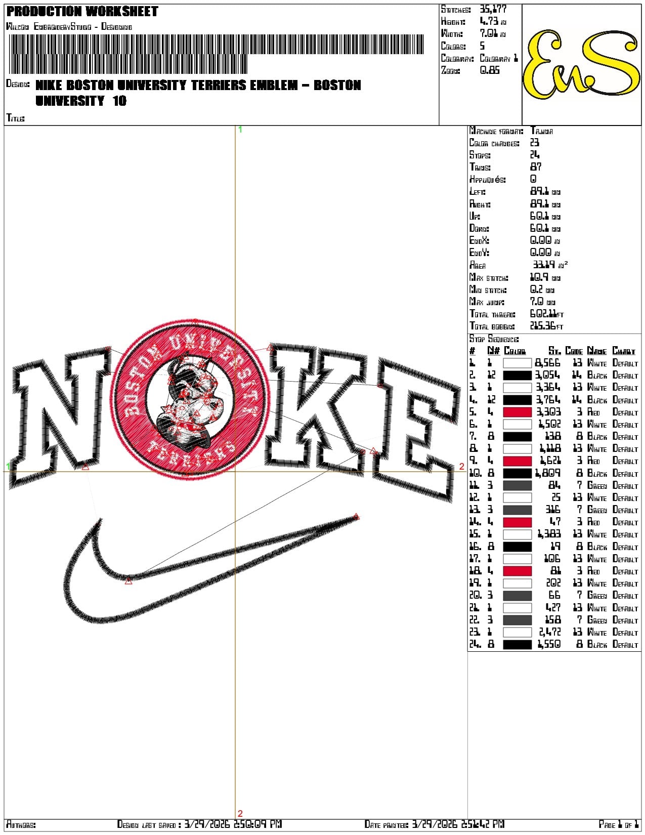 Nike Boston University Terriers Emblem Boston University   - Elegant embroidery design file-instant download — view 3
