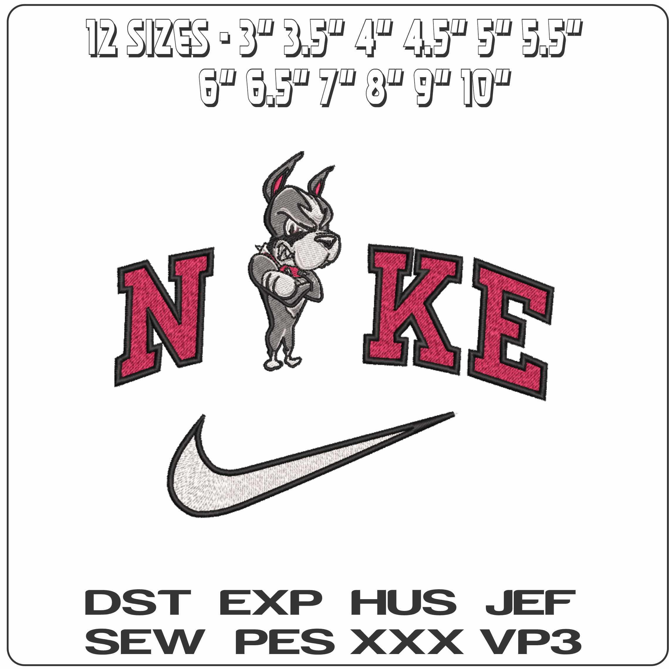 Nike Boston University Terriers Mascot Rhett Boston   - Elegant embroidery design file-instant download — view 2