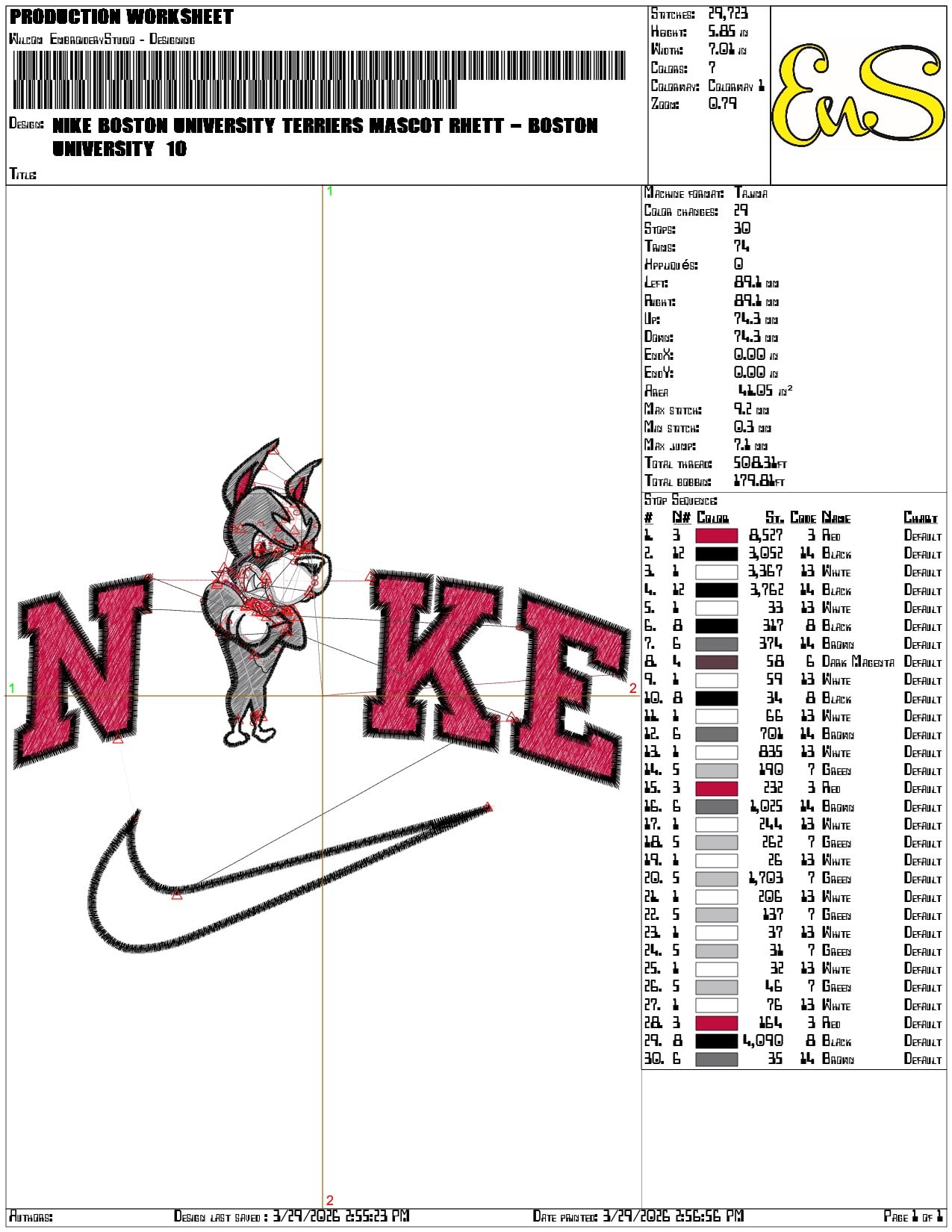 Nike Boston University Terriers Mascot Rhett Boston   - Elegant embroidery design file-instant download — view 3