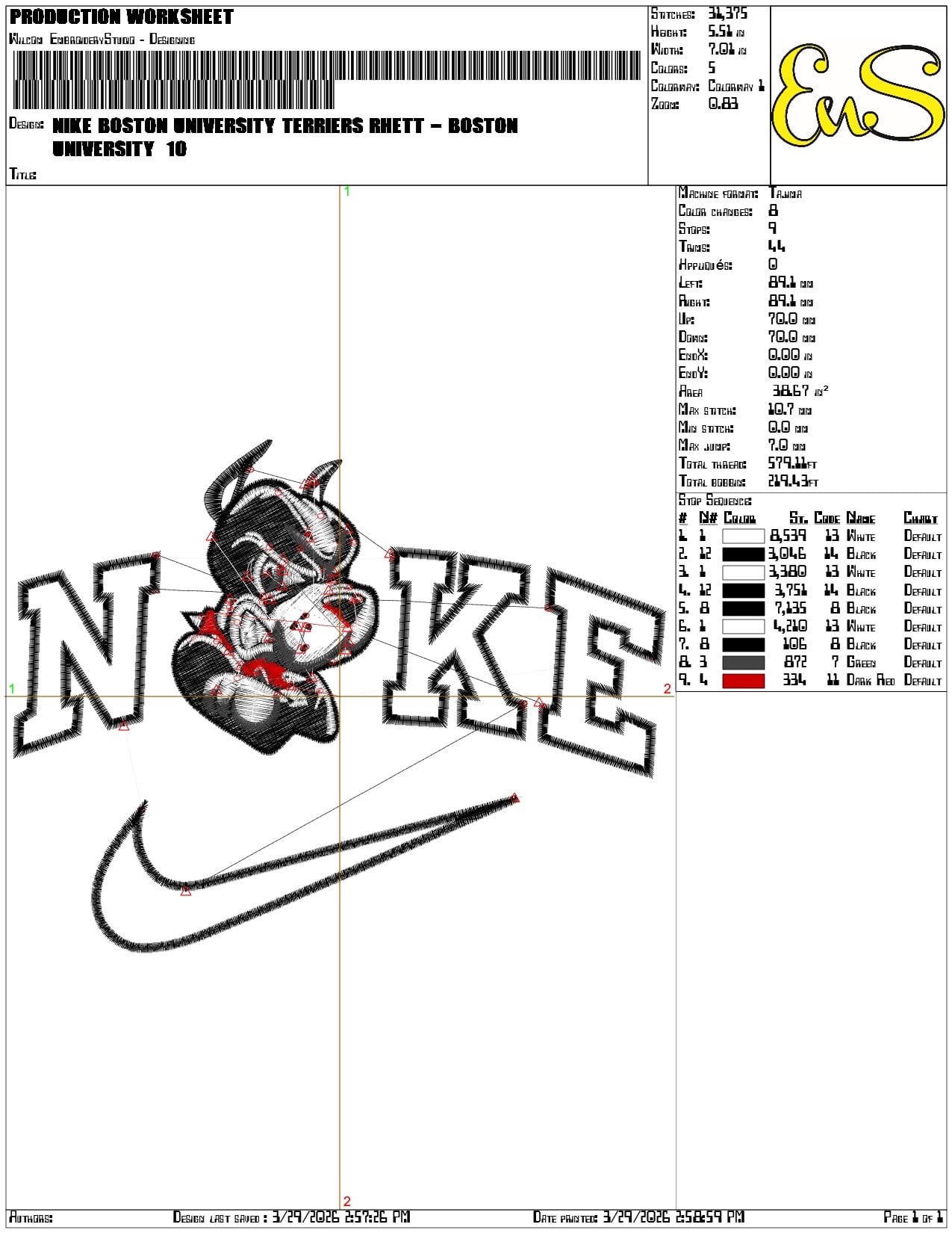 Nike Boston University Terriers Rhett Boston University   - Elegant embroidery design file-instant download — view 3