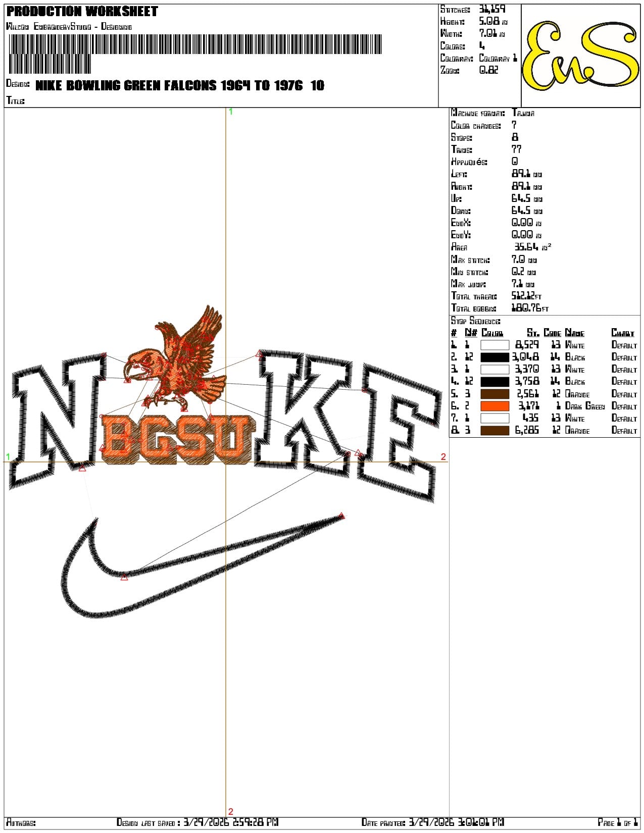 Nike Bowling Green Falcons 1964 to 1976   - Elegant embroidery design file-instant download — view 3