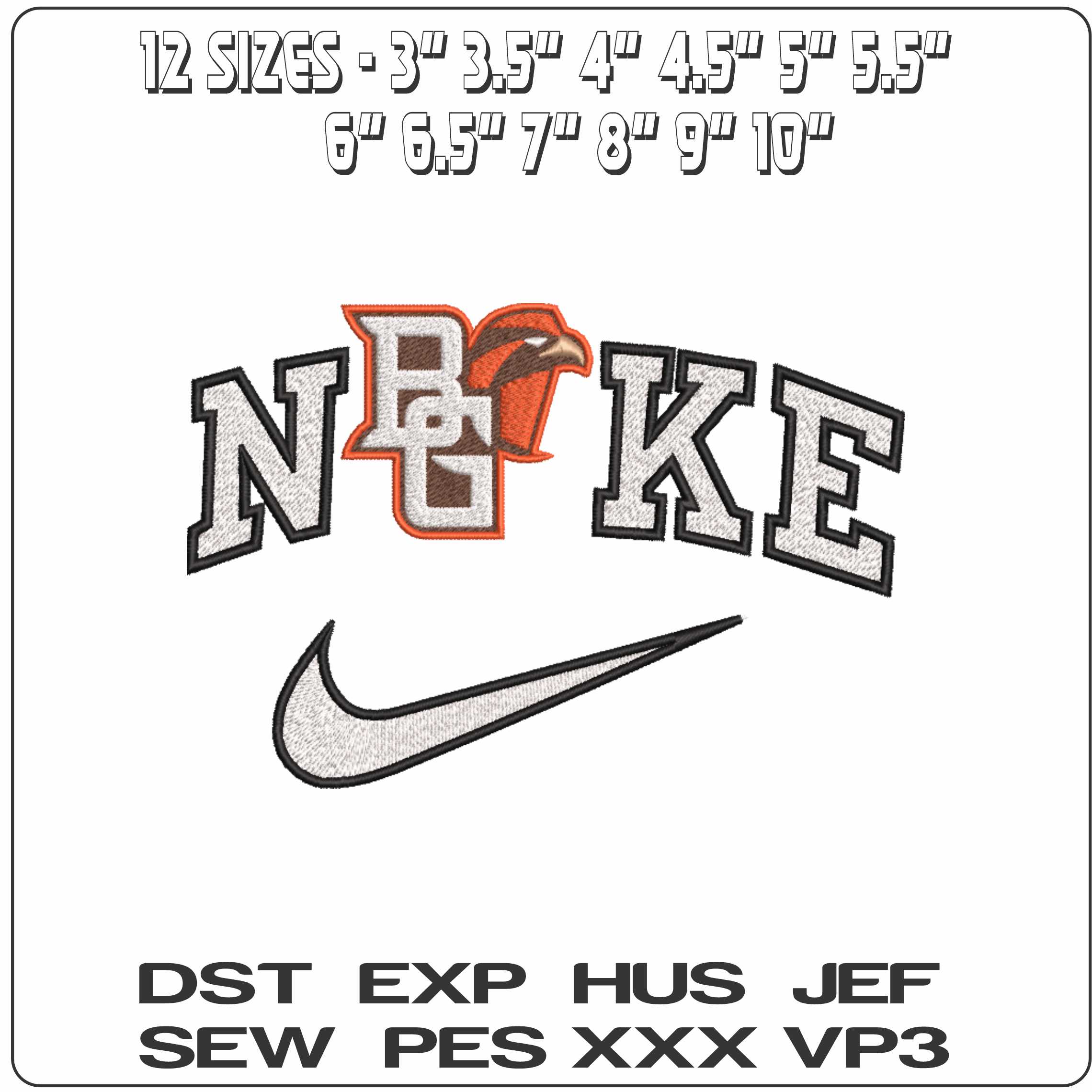 Nike Bowling Green Falcons 2007   State University   - Elegant embroidery design file-instant download — view 2