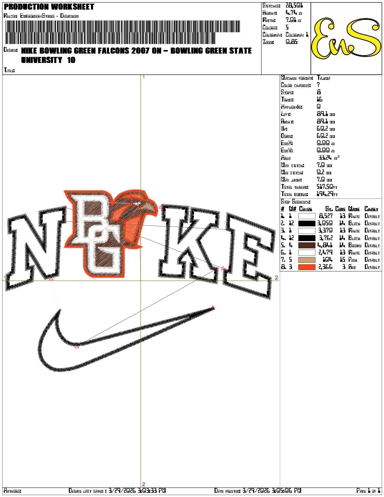 Nike Bowling Green Falcons 2007   State University   - Elegant embroidery design file-instant download — view 3