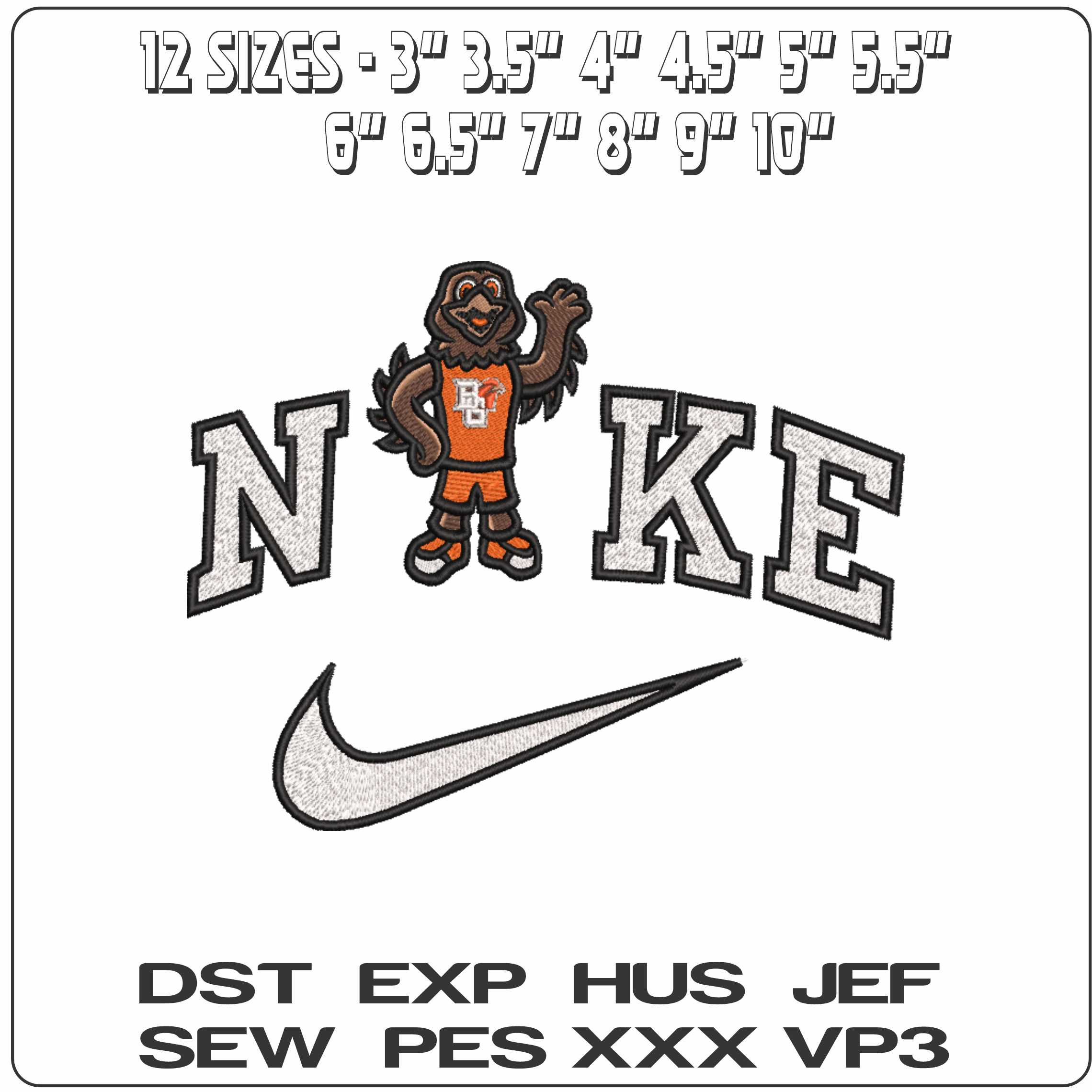 Nike Bowling Green Falcons Mascot  State University   - Elegant embroidery design file-instant download — view 2