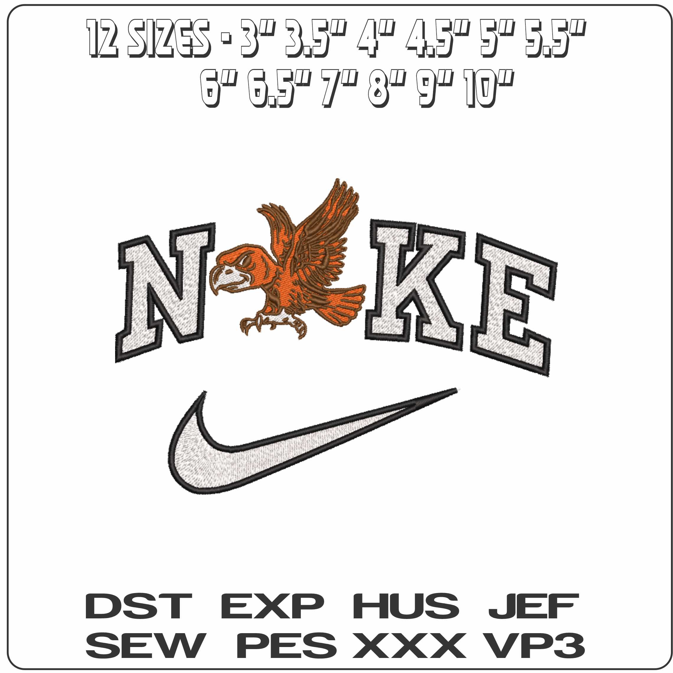 Nike Bowling Green Falcons Mascot 1964 to 1976   - Elegant embroidery design file-instant download — view 2