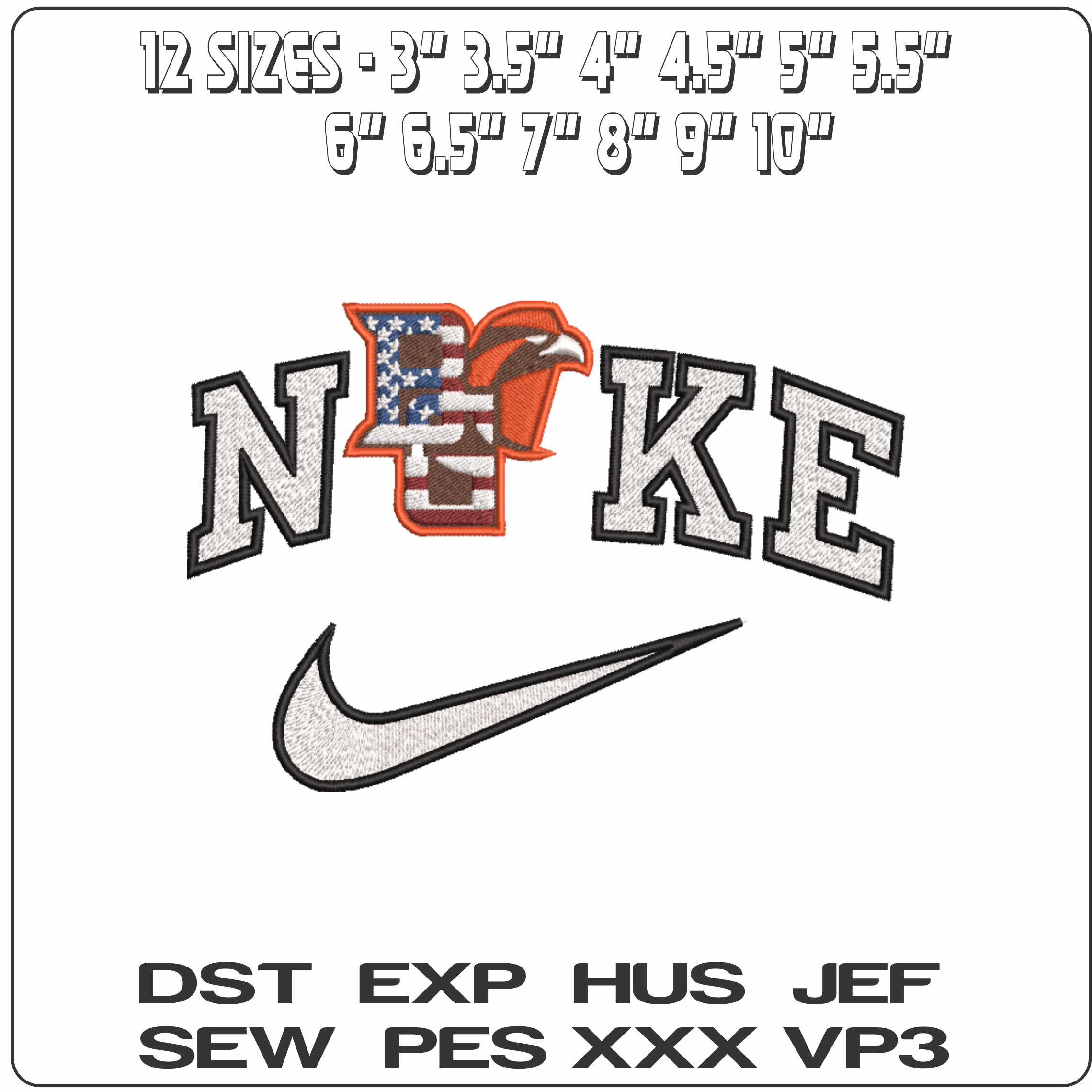 Nike Bowling Green Falcons USA State University    - Elegant embroidery design file-instant download — view 2
