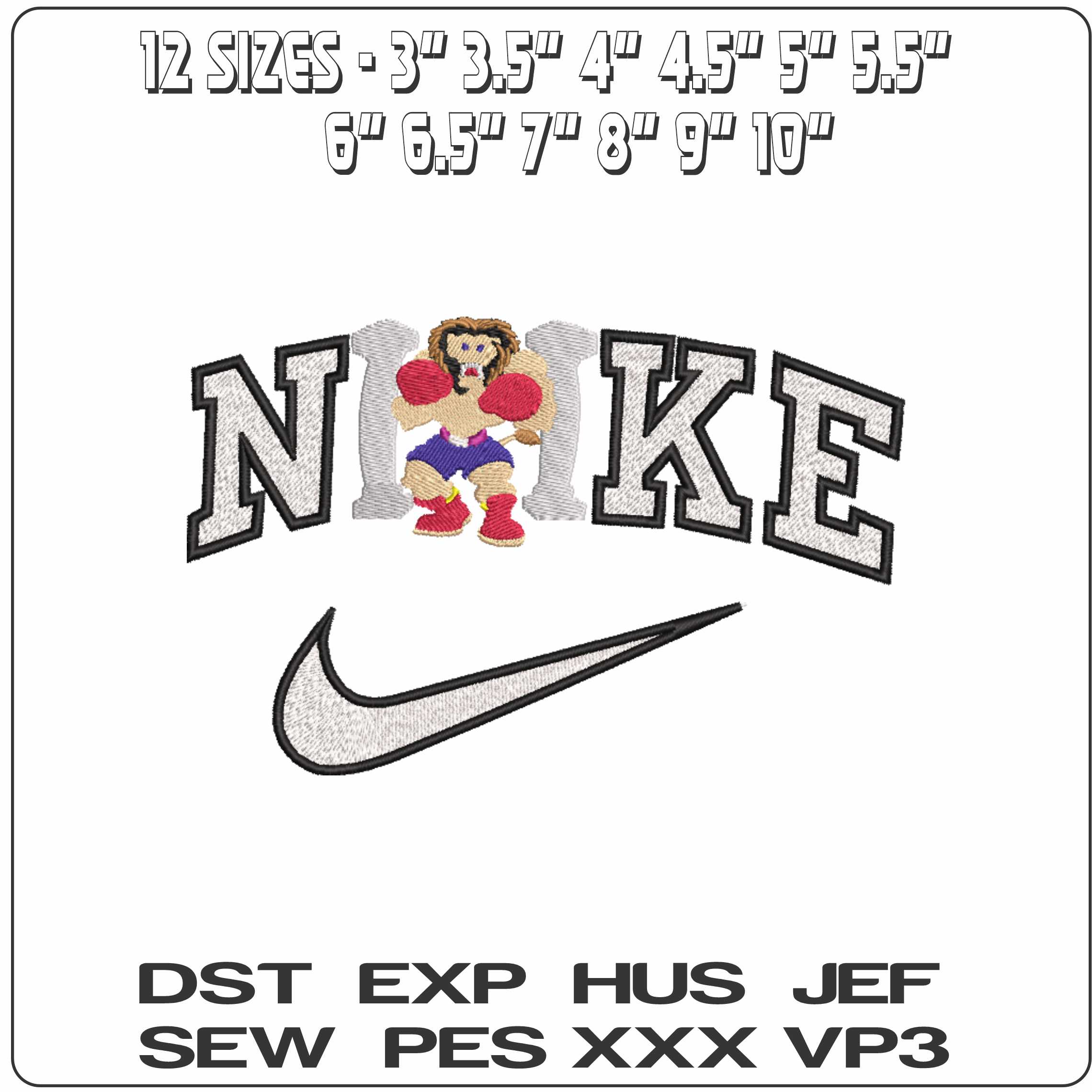 Nike Boxing Lion    - Elegant embroidery design file-instant download — view 2