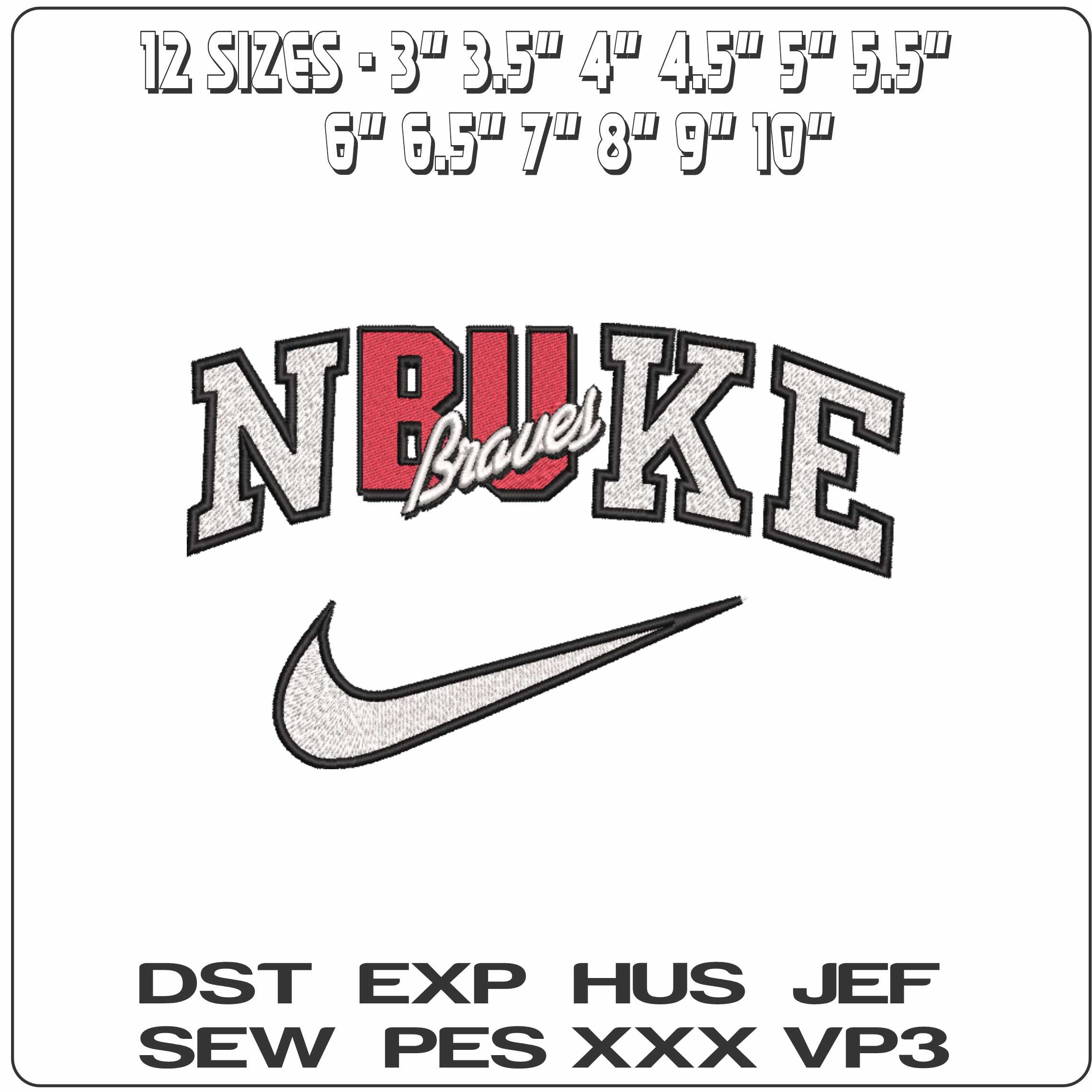 Nike Bradley Braves 1989 2011 Bradley University    - Elegant embroidery design file-instant download — view 2