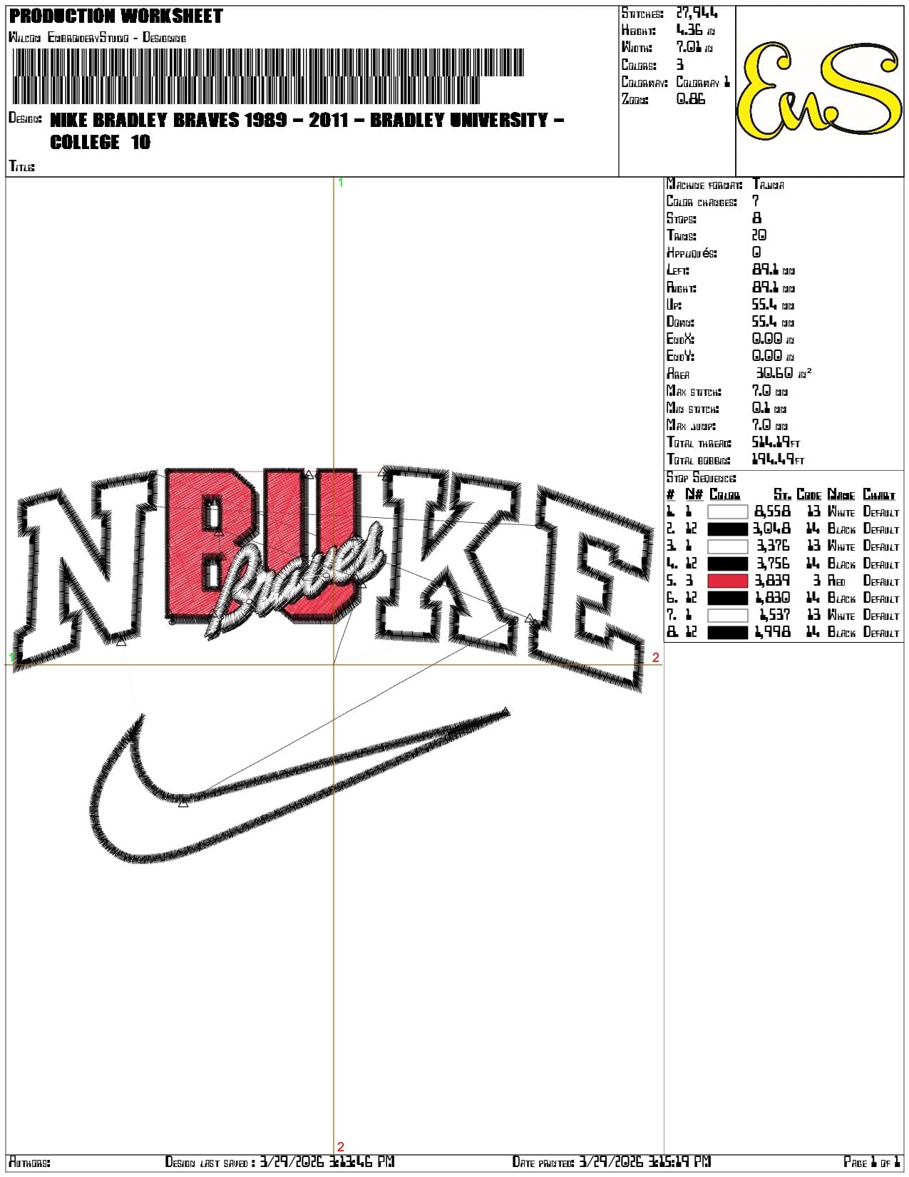 Nike Bradley Braves 1989 2011 Bradley University    - Elegant embroidery design file-instant download — view 3