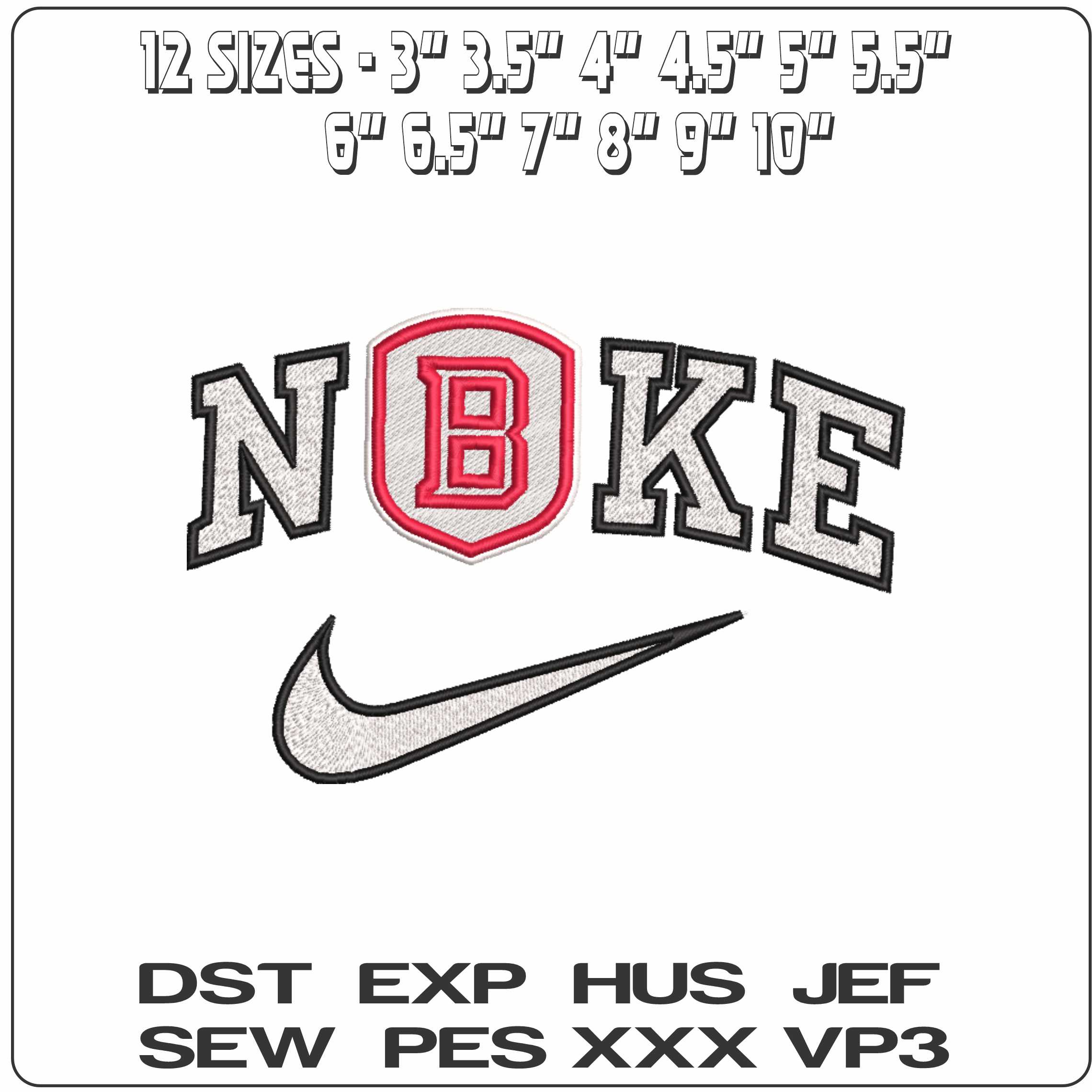 Nike Bradley Braves emblem 2012 on Bradley University    - Elegant embroidery design file-instant download — view 2