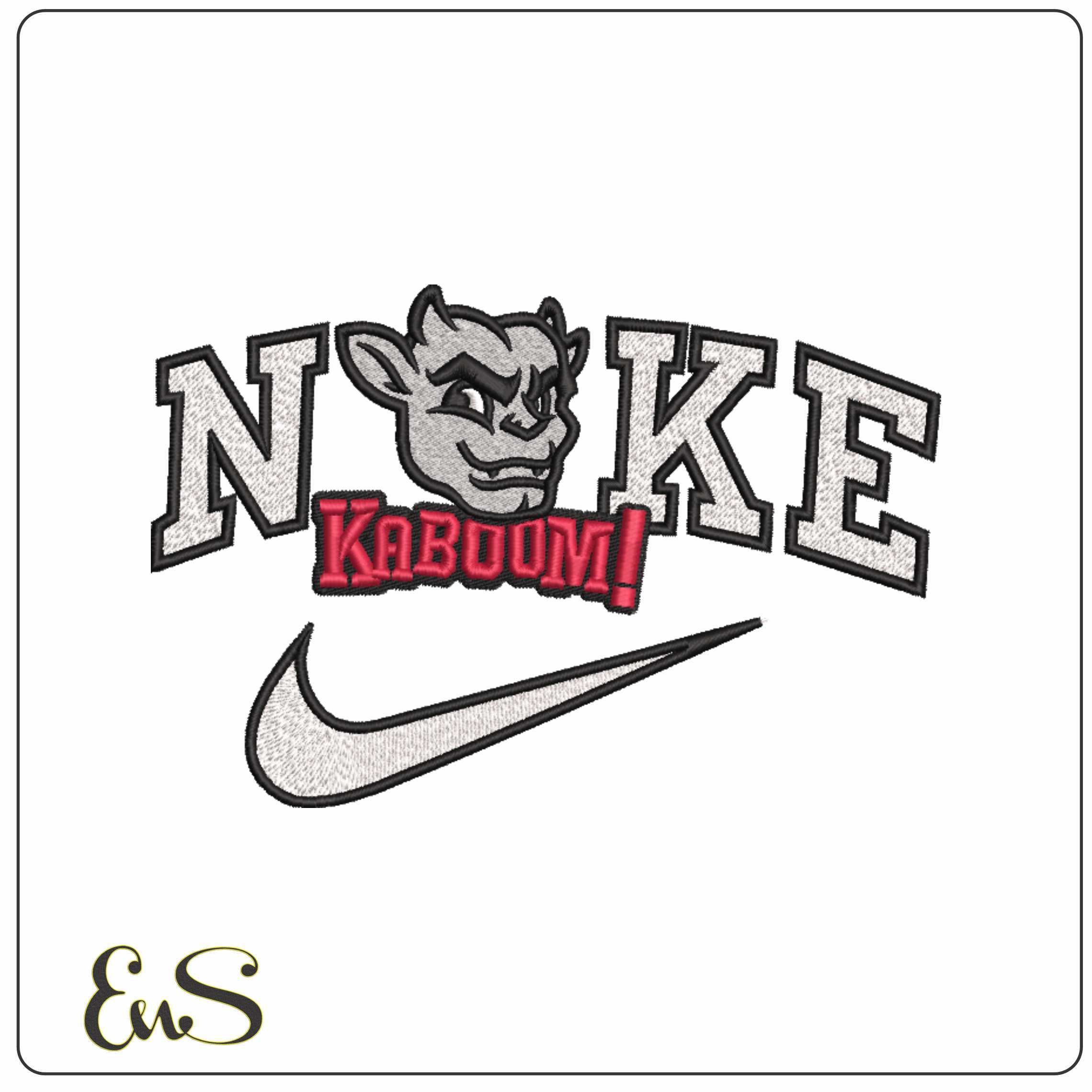 Nike Bradley Braves Mascot Kaboom Bradley University    - Elegant embroidery design file-instant download