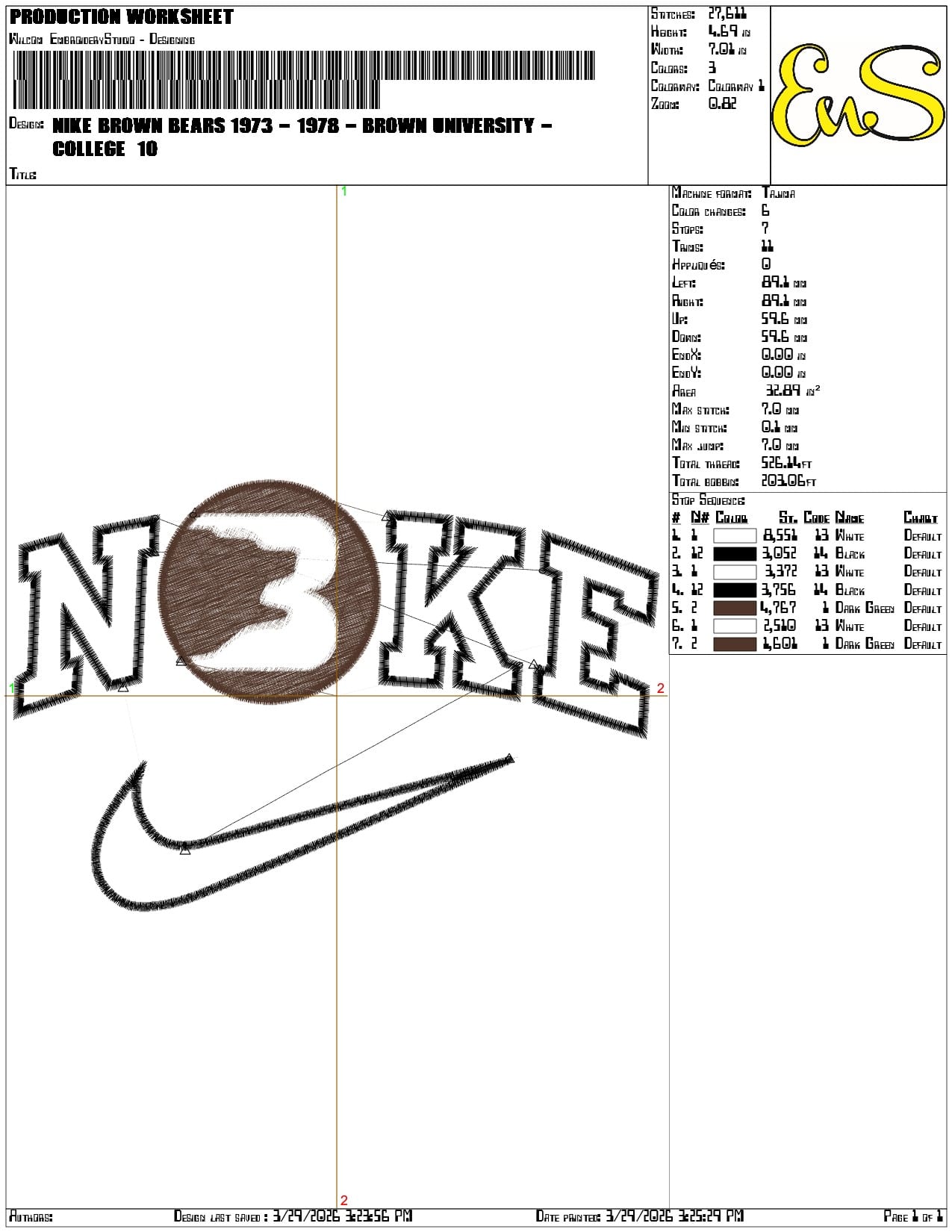 Nike Brown Bears 1973 1978 Brown University    - Elegant embroidery design file-instant download — view 3