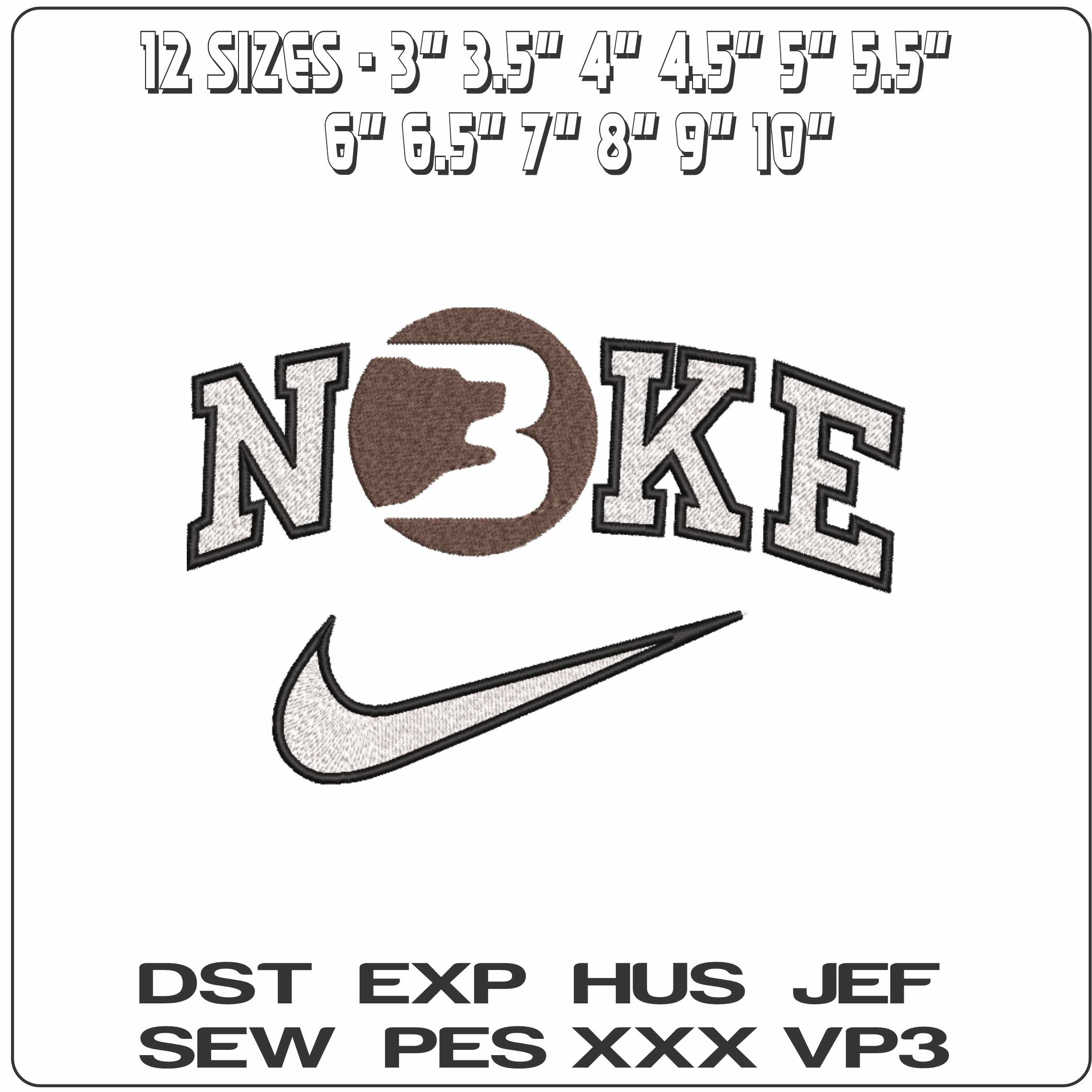 Nike Brown Bears 1973 1978 No Background Brown University    - Elegant embroidery design file-instant download — view 2