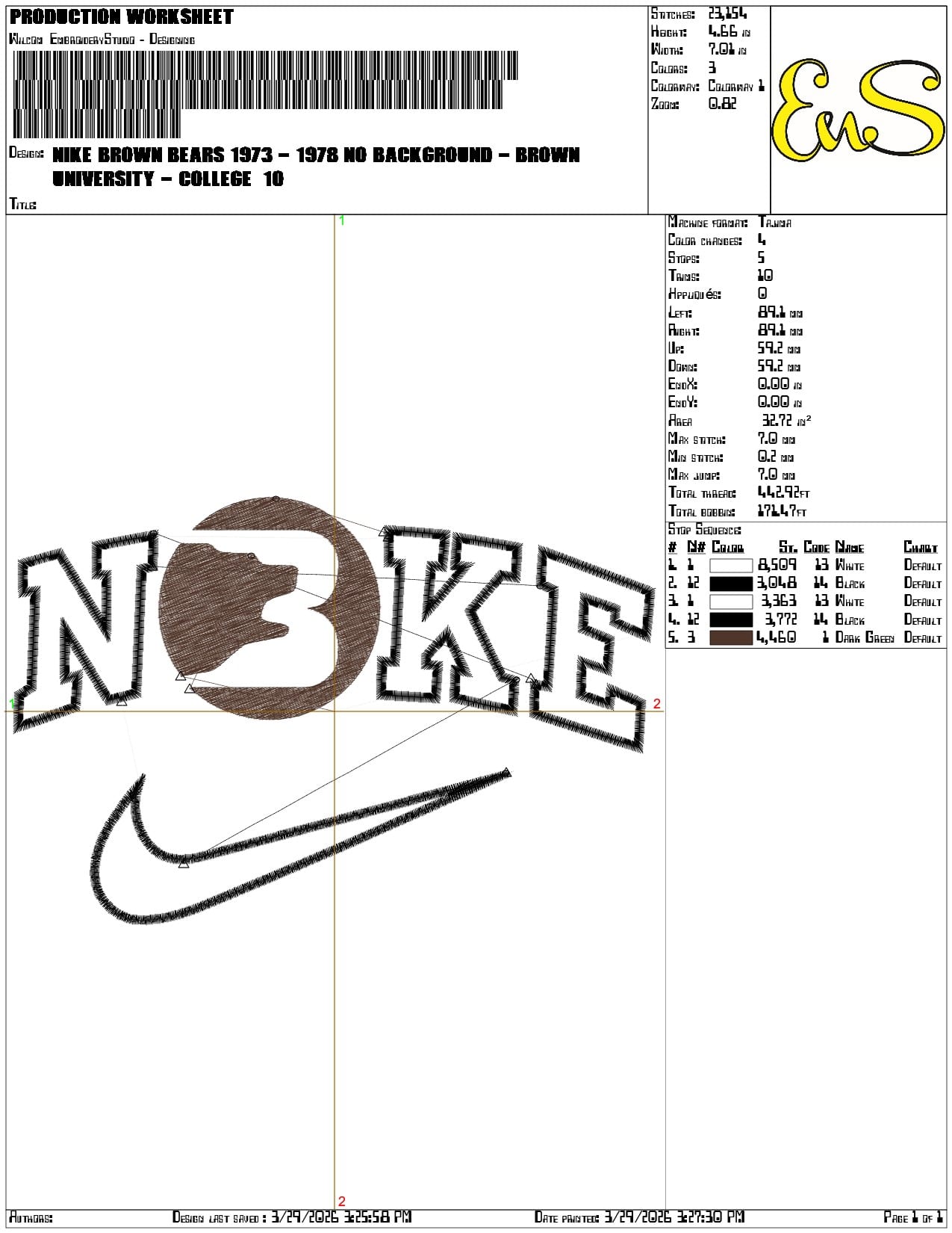 Nike Brown Bears 1973 1978 No Background Brown University    - Elegant embroidery design file-instant download — view 3