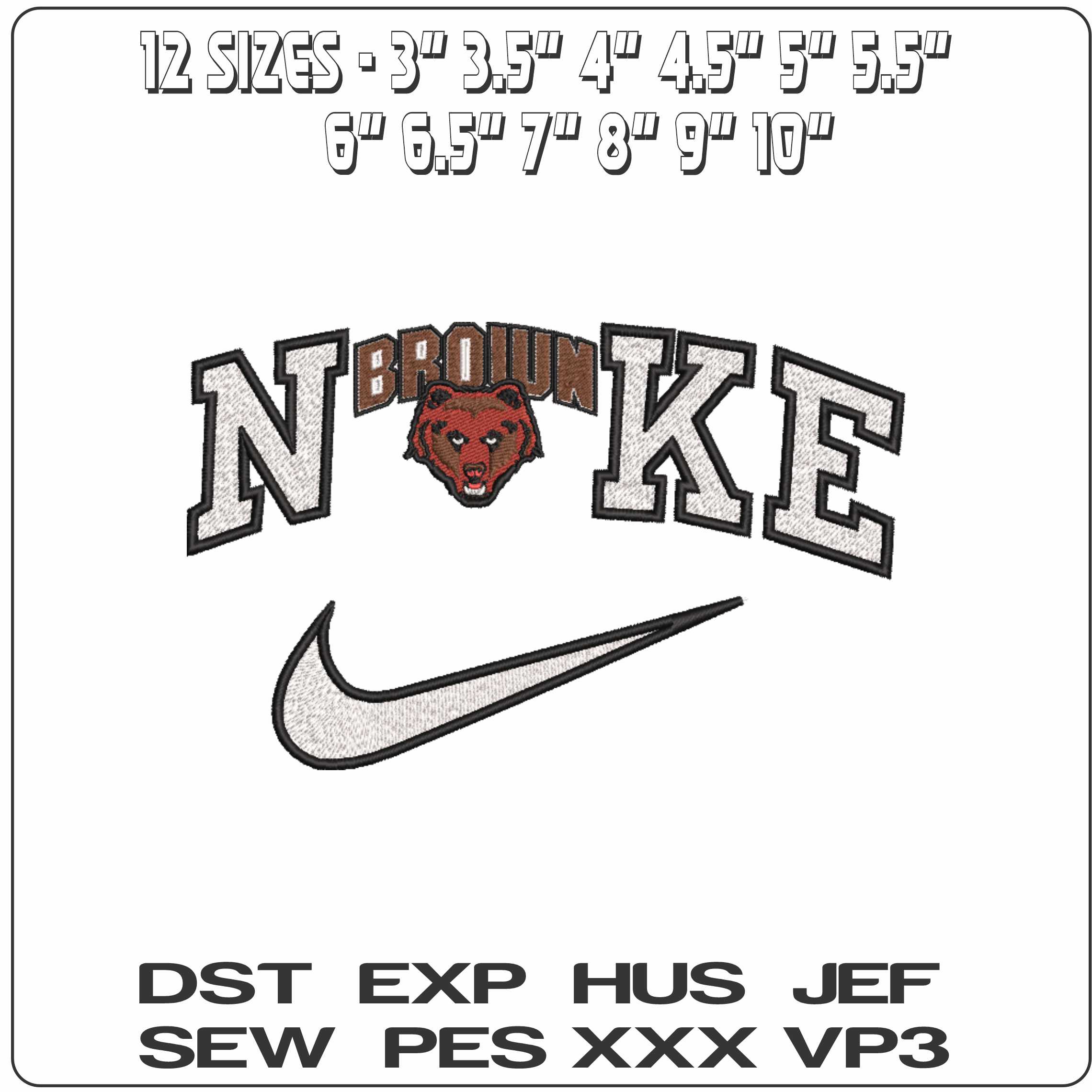 Nike Brown Bears 2009 to 2022 Brown University    - Elegant embroidery design file-instant download — view 2