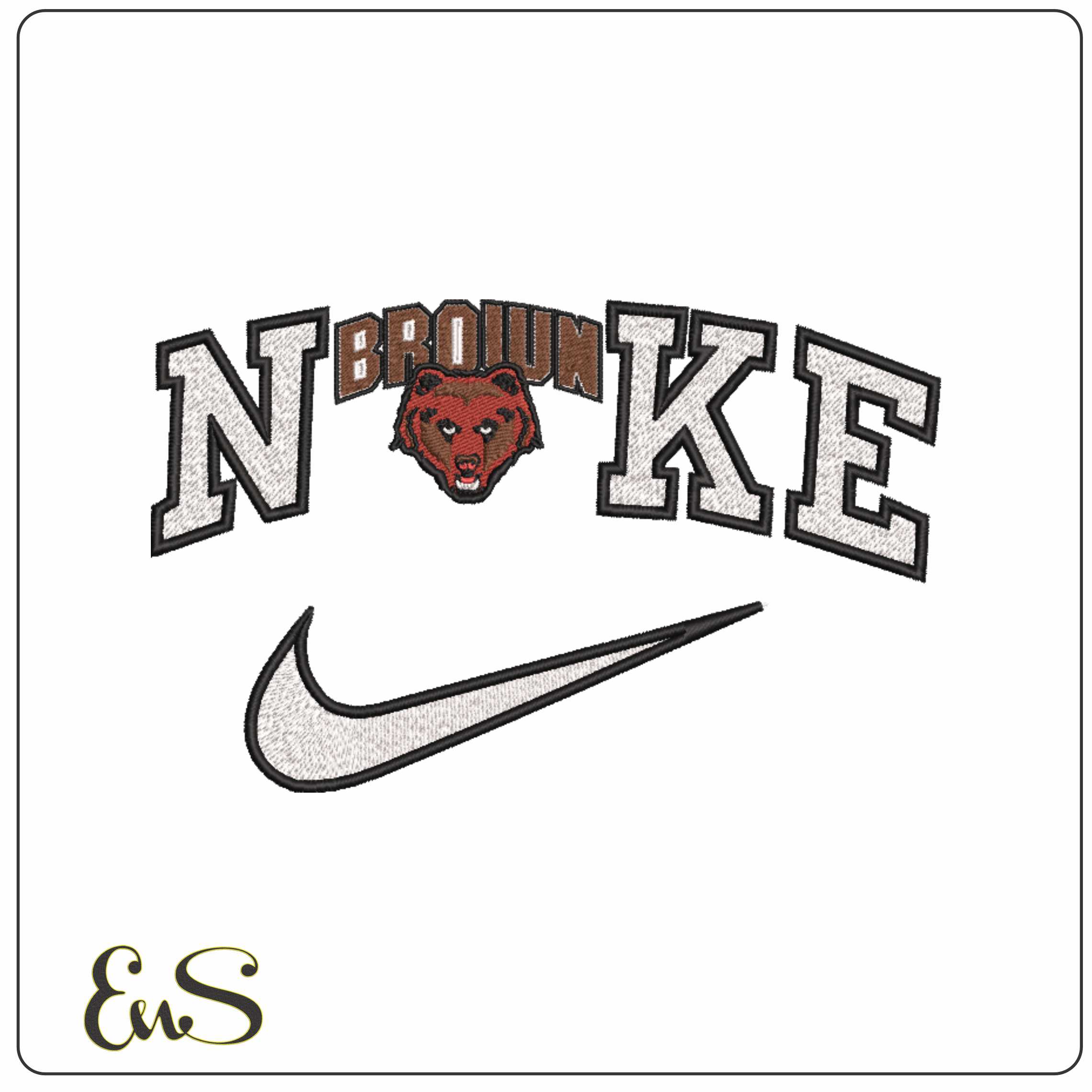 Nike Brown Bears 2009 to 2022 Brown University    - Elegant embroidery design file-instant download