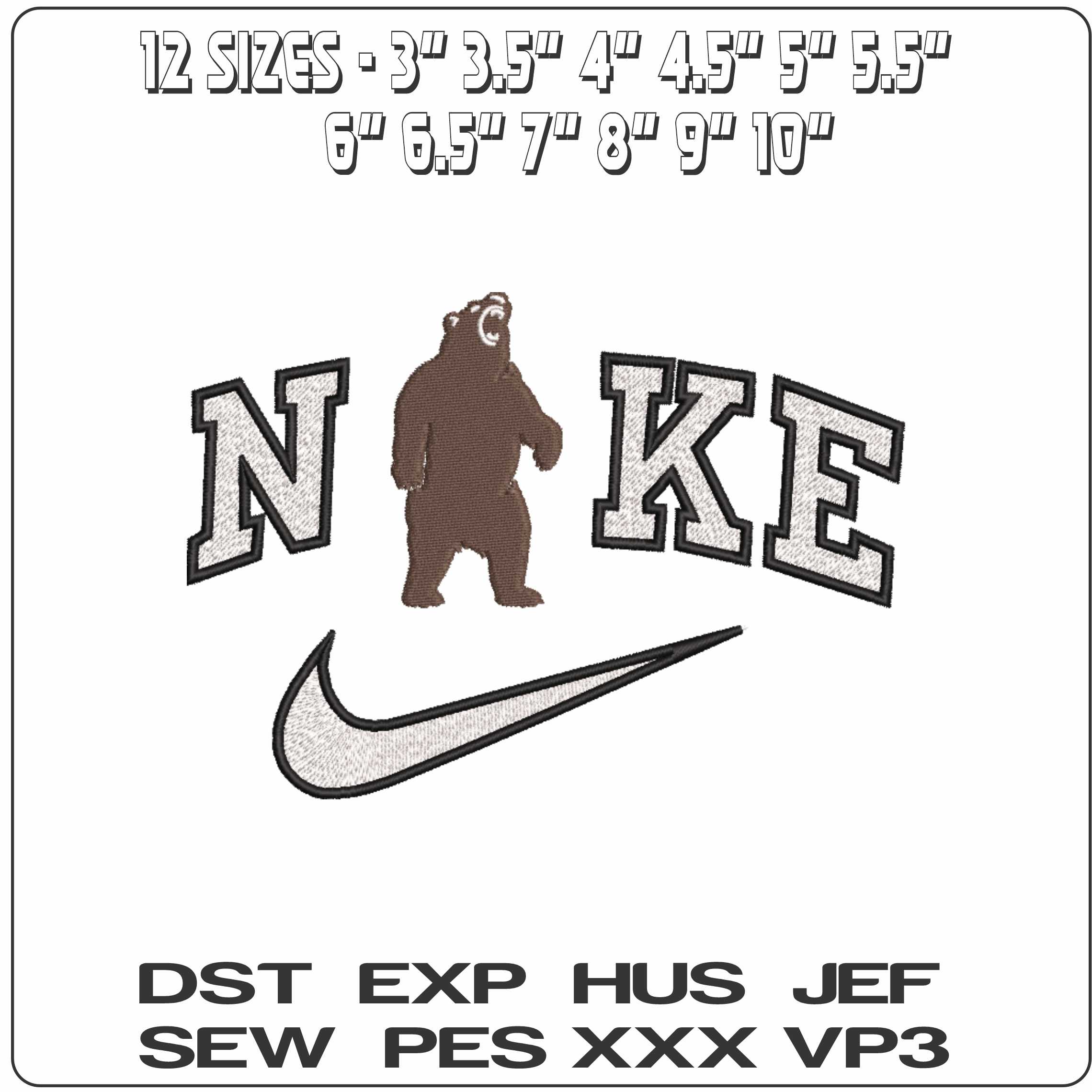 Nike Brown Bears Secondary Logo Brown University    - Elegant embroidery design file-instant download — view 2