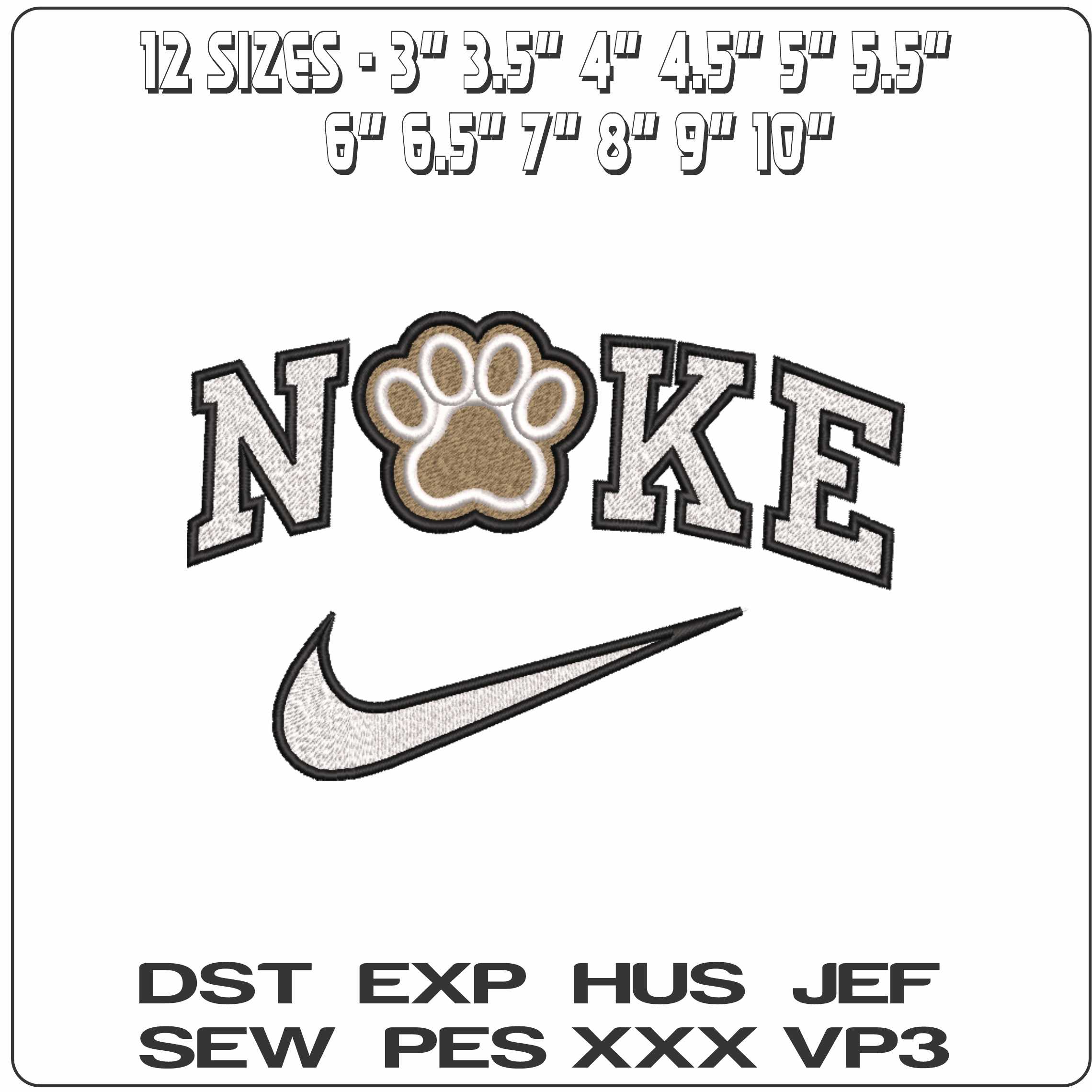 Nike Bryant Bulldog Paw Alternative Bryant University    - Elegant embroidery design file-instant download — view 2