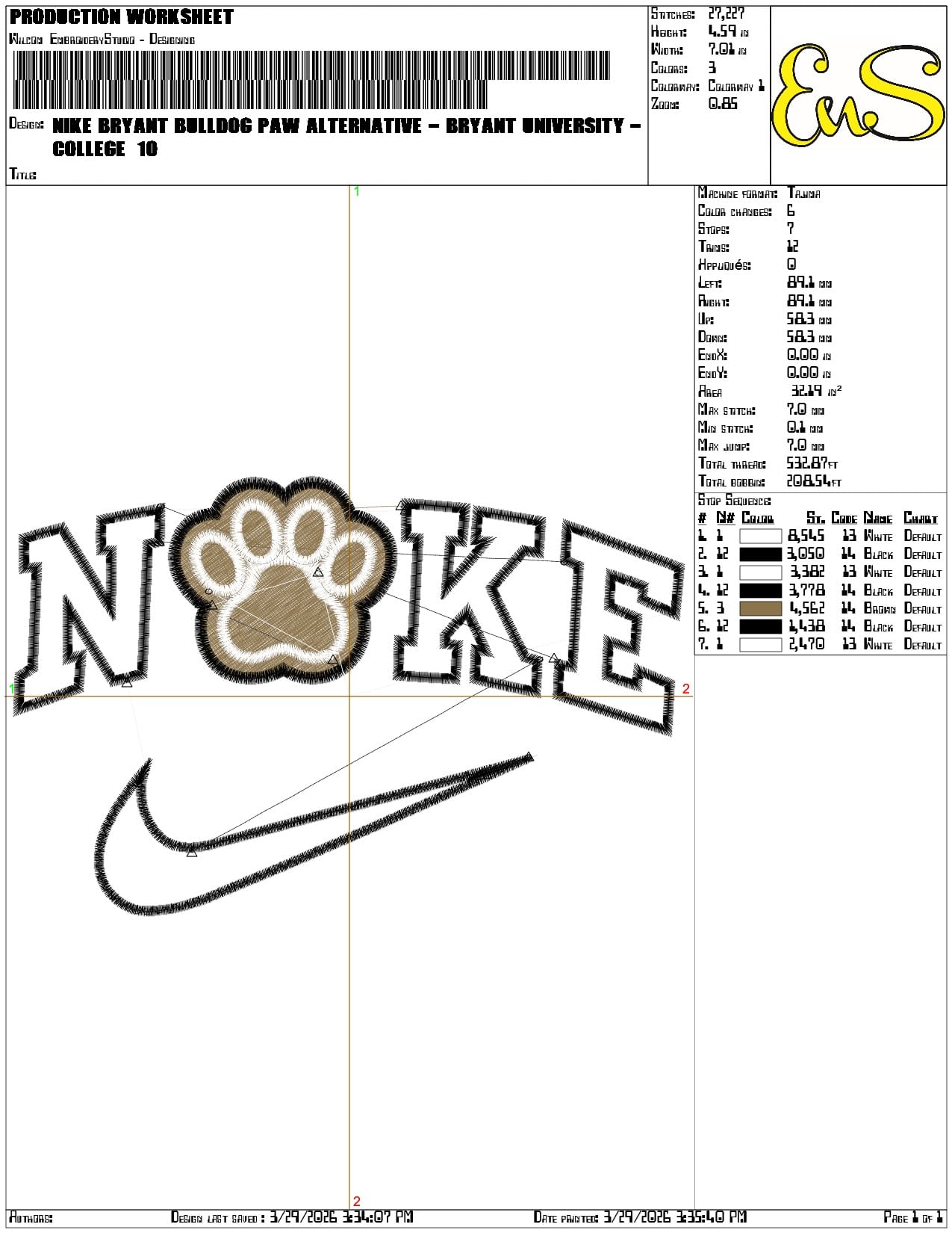 Nike Bryant Bulldog Paw Alternative Bryant University    - Elegant embroidery design file-instant download — view 3