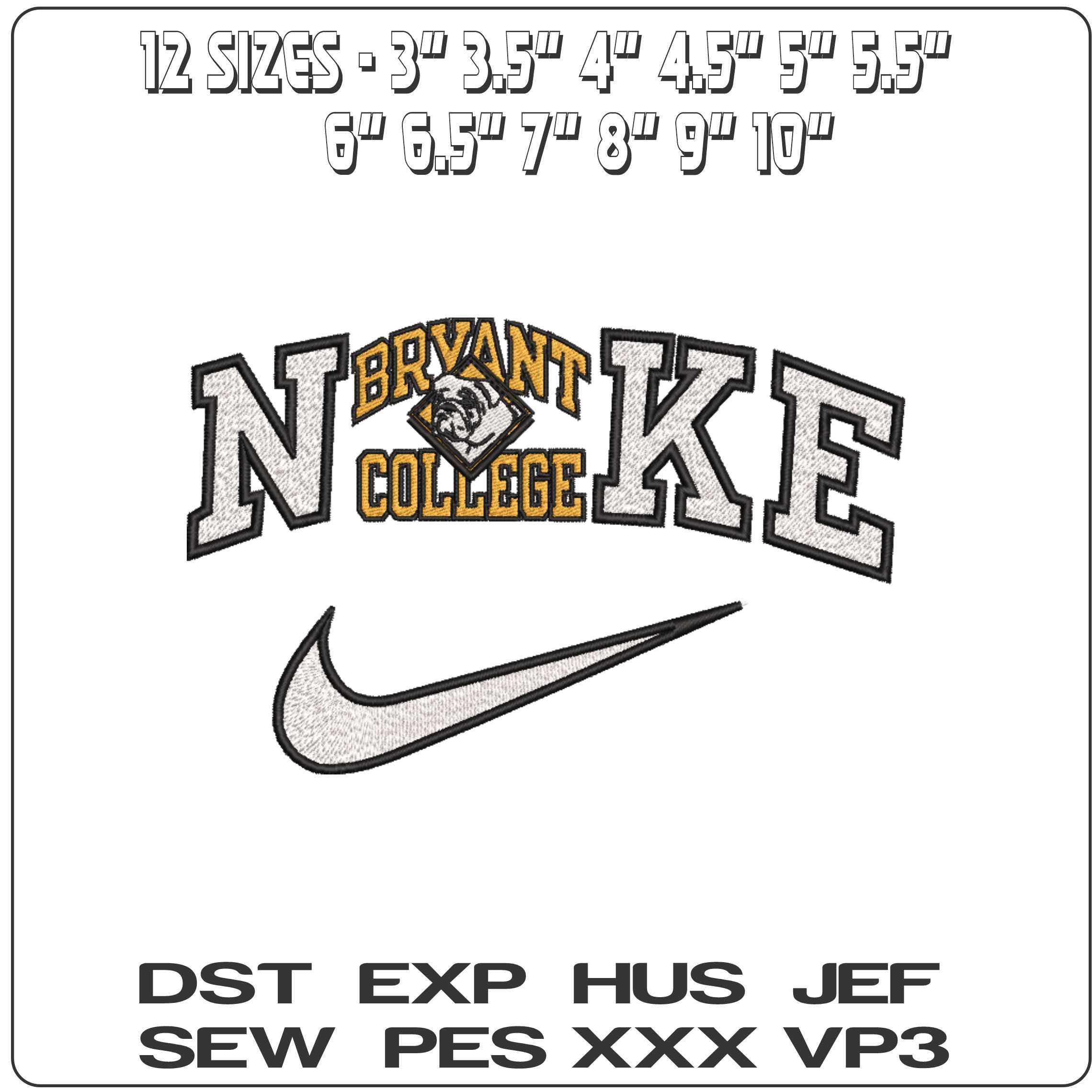Nike Bryant Bulldogs 1994 to 2004 Bryant University    - Elegant embroidery design file-instant download — view 2