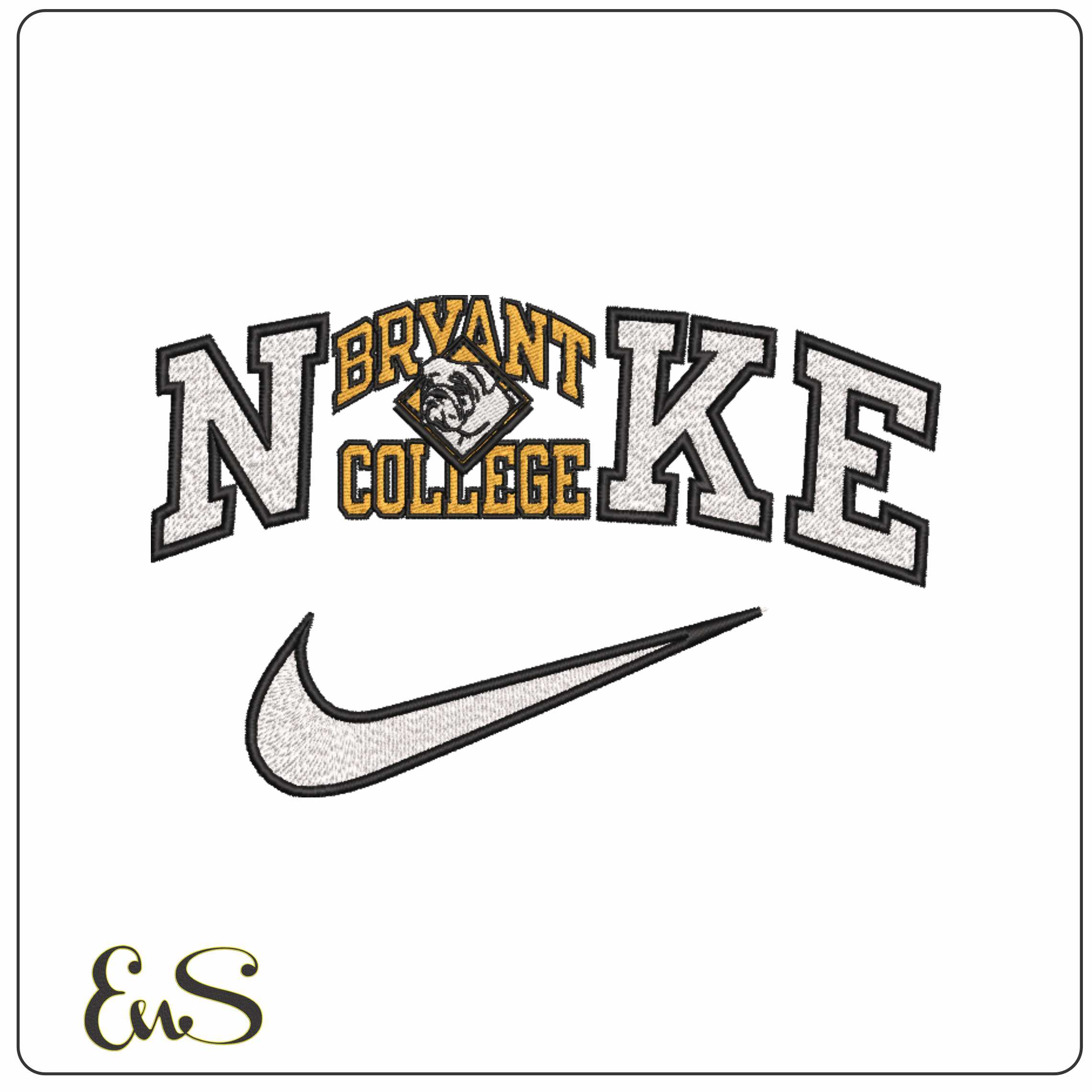 Nike Bryant Bulldogs 1994 to 2004 Bryant University    - Elegant embroidery design file-instant download