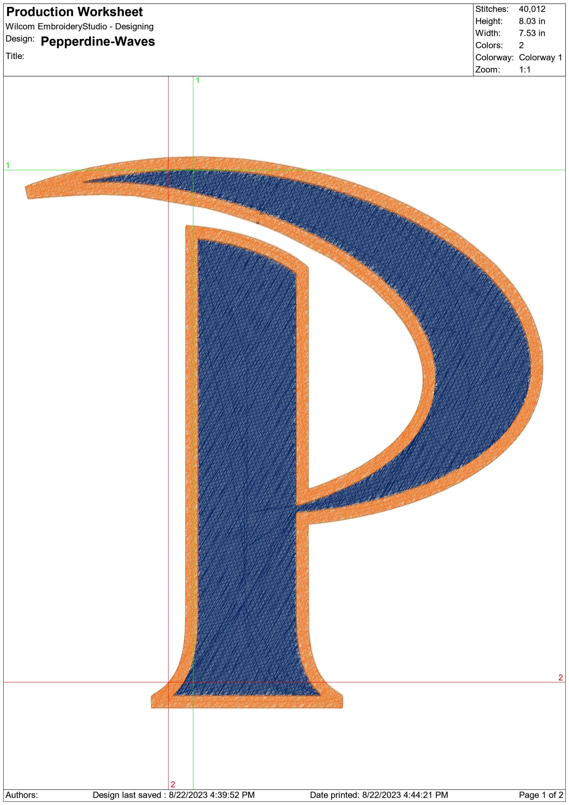 Pepperdine Waves embroidery design -Pepperdine Waves University, men's basketball embroidery machine pattern embroidery file - instant download — view 2