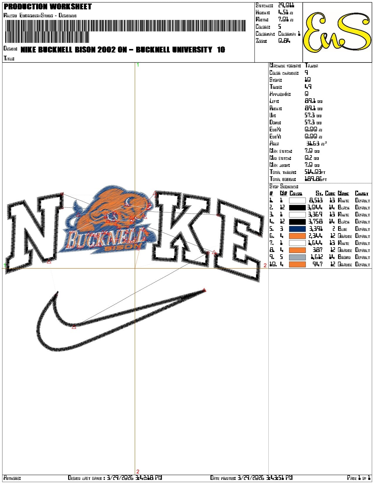Nike Bucknell Bison 2002 on Bucknell University    - Elegant embroidery design file-instant download — view 3