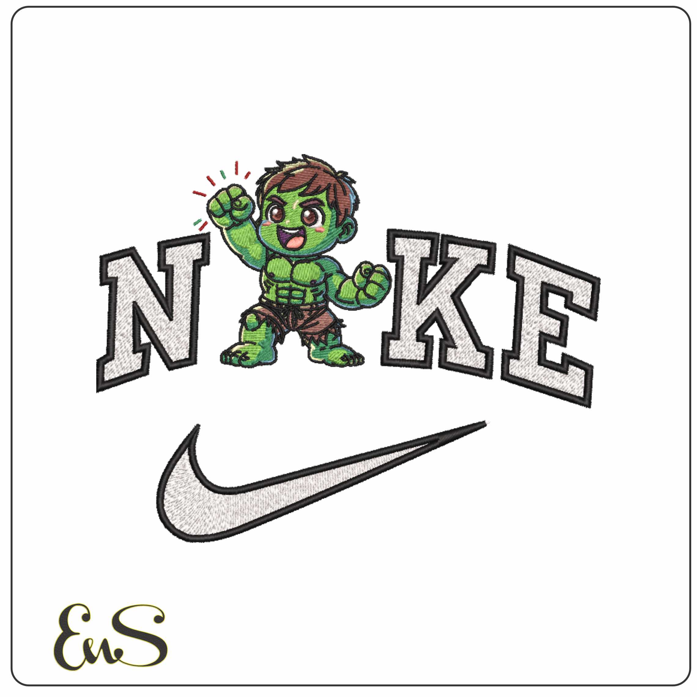 Nike Chibi Baby Hulk Marvel Comics     - Elegant embroidery design file-instant download