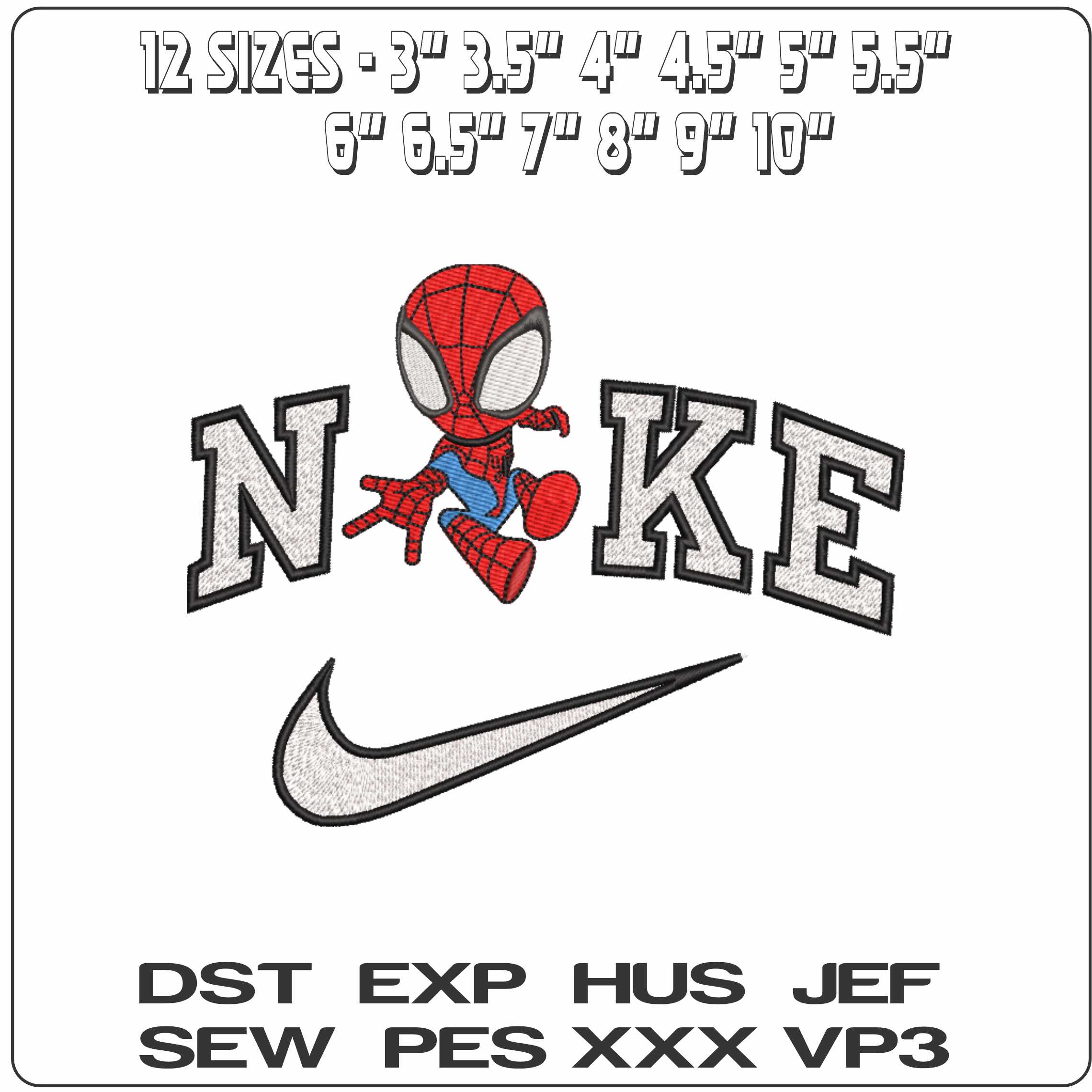 Nike Chibi Spidey Spiderman Marvel Comics     - Elegant embroidery design file-instant download — view 2